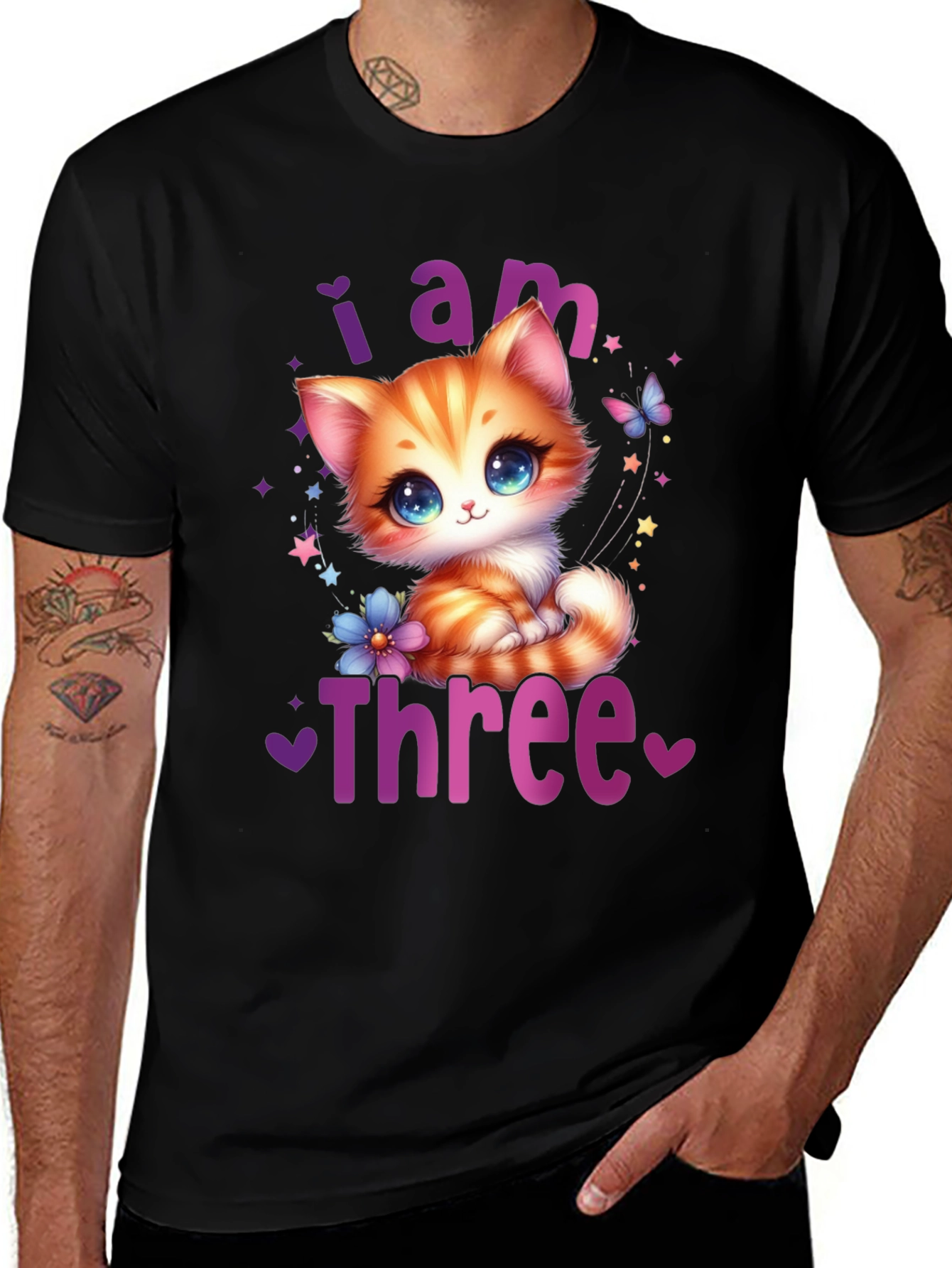 Cute I am Three Birthday Kitten T-Shirt