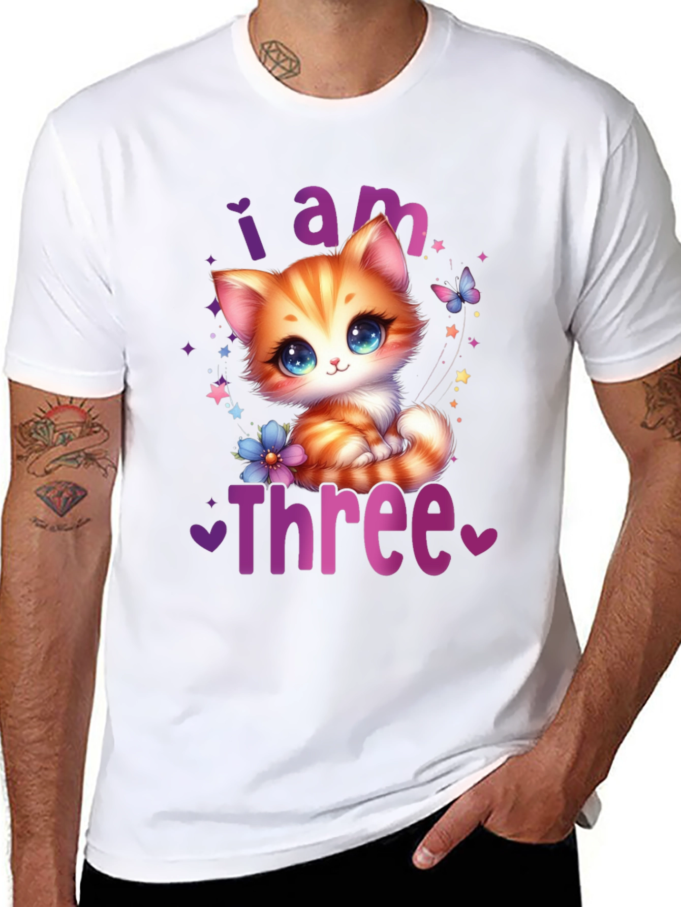 Cute I am Three Birthday Kitten T-Shirt