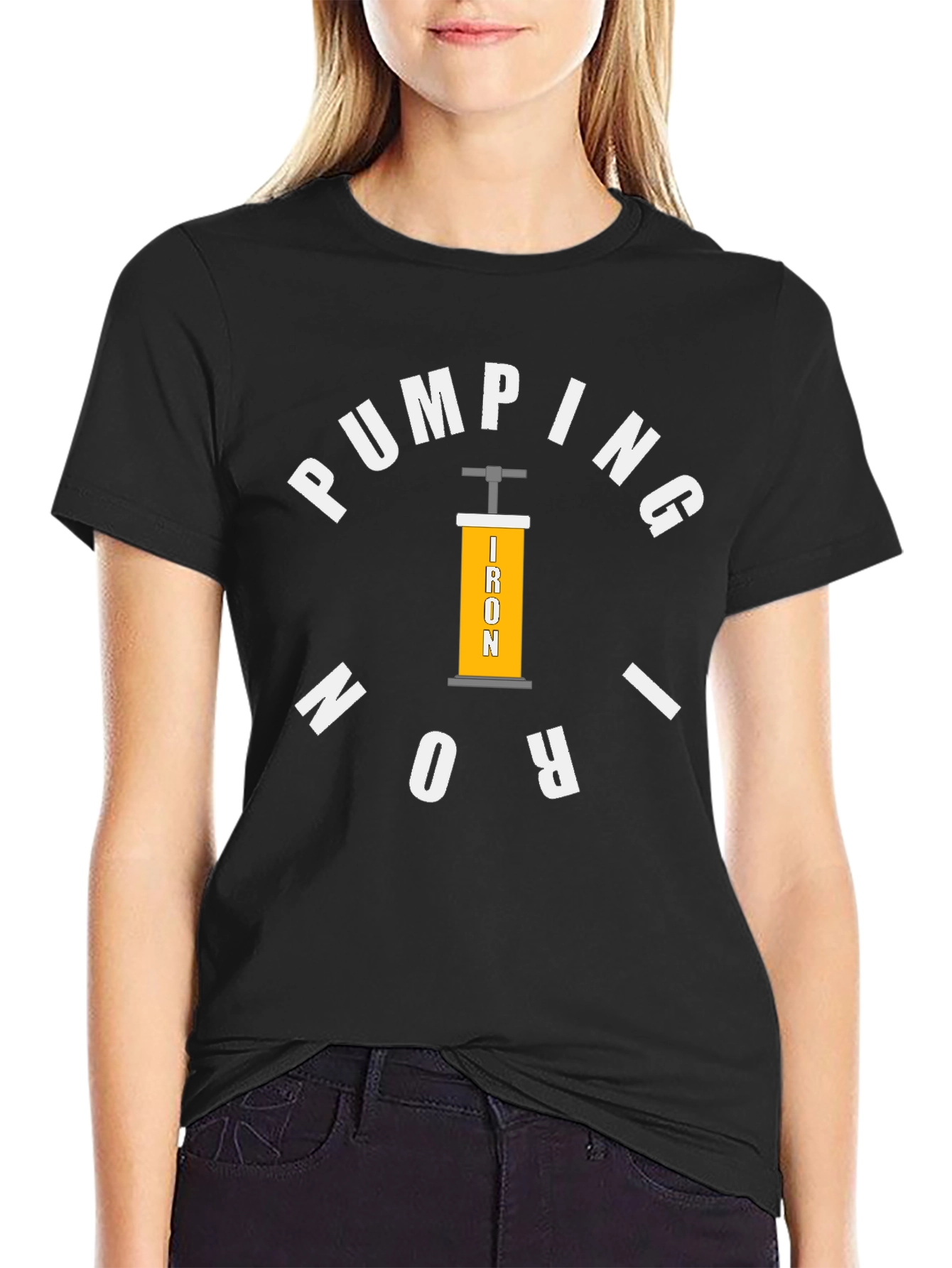 Pumping Iron Black T-Shirt for Gym Enthusiasts