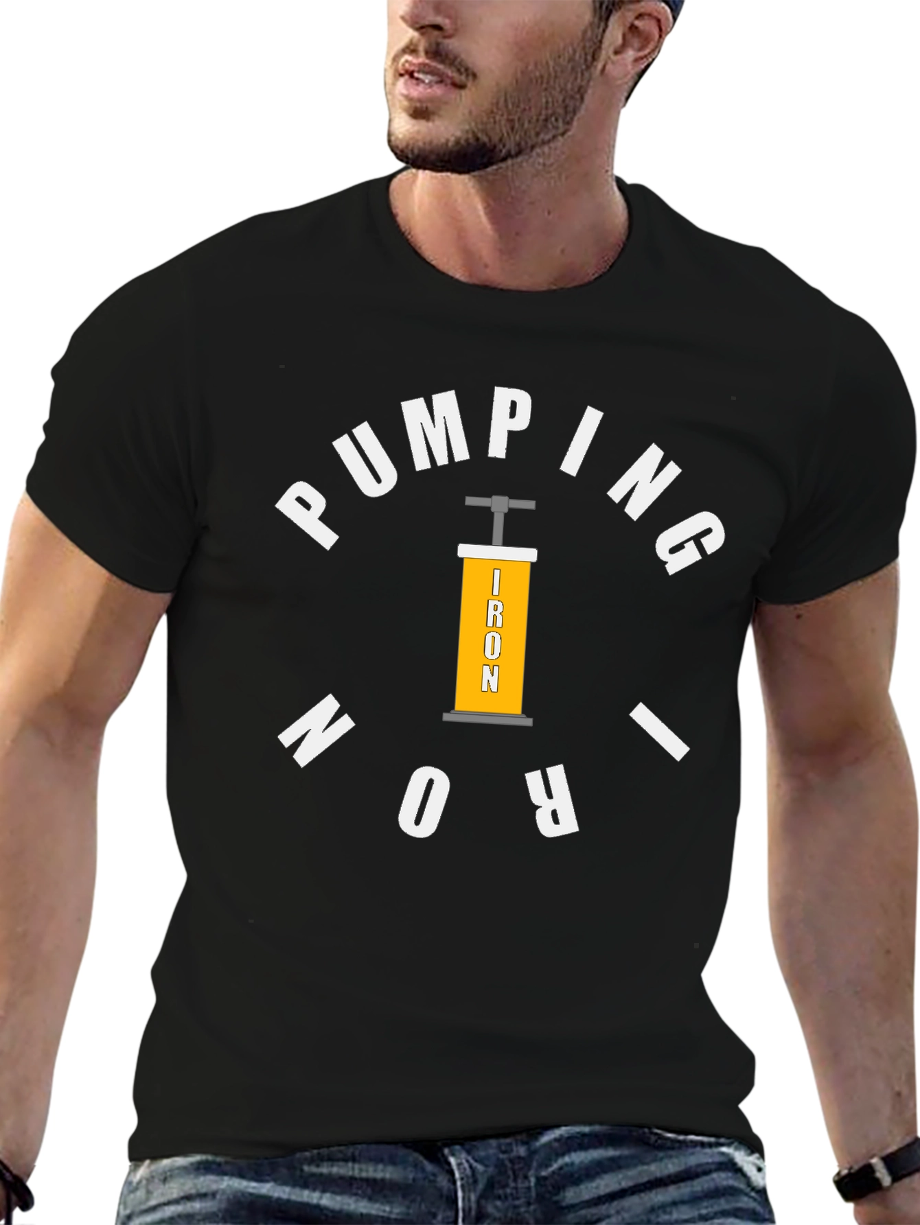 Pumping Iron Black T-Shirt for Gym Enthusiasts