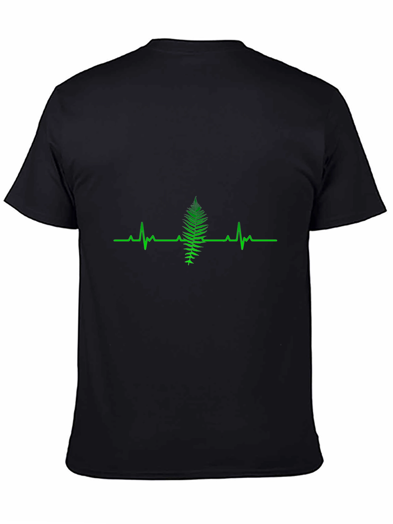 Fern Heartbeat Graphic Tee - Black Cotton T-Shirt
