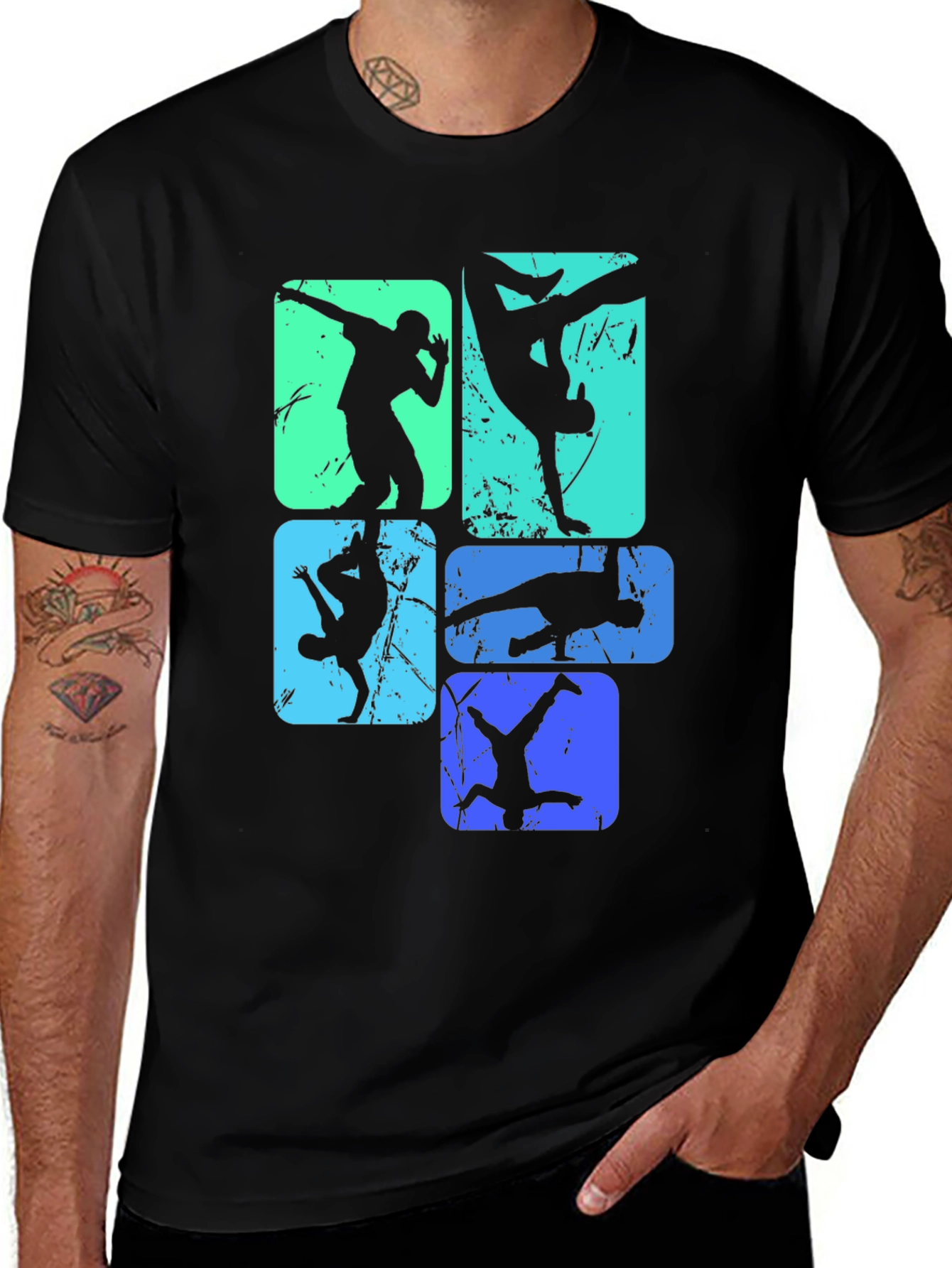 Cool Breakdance Silhouette Graphic T-Shirt