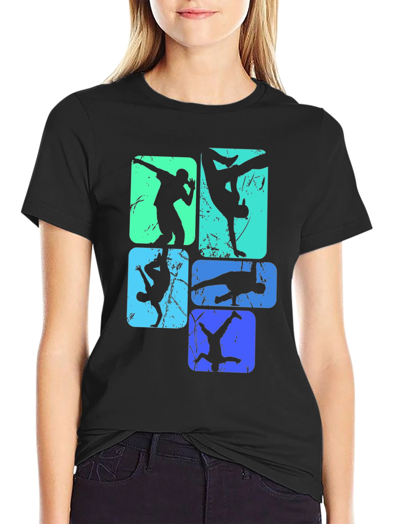 Cool Breakdance Silhouette Graphic T-Shirt