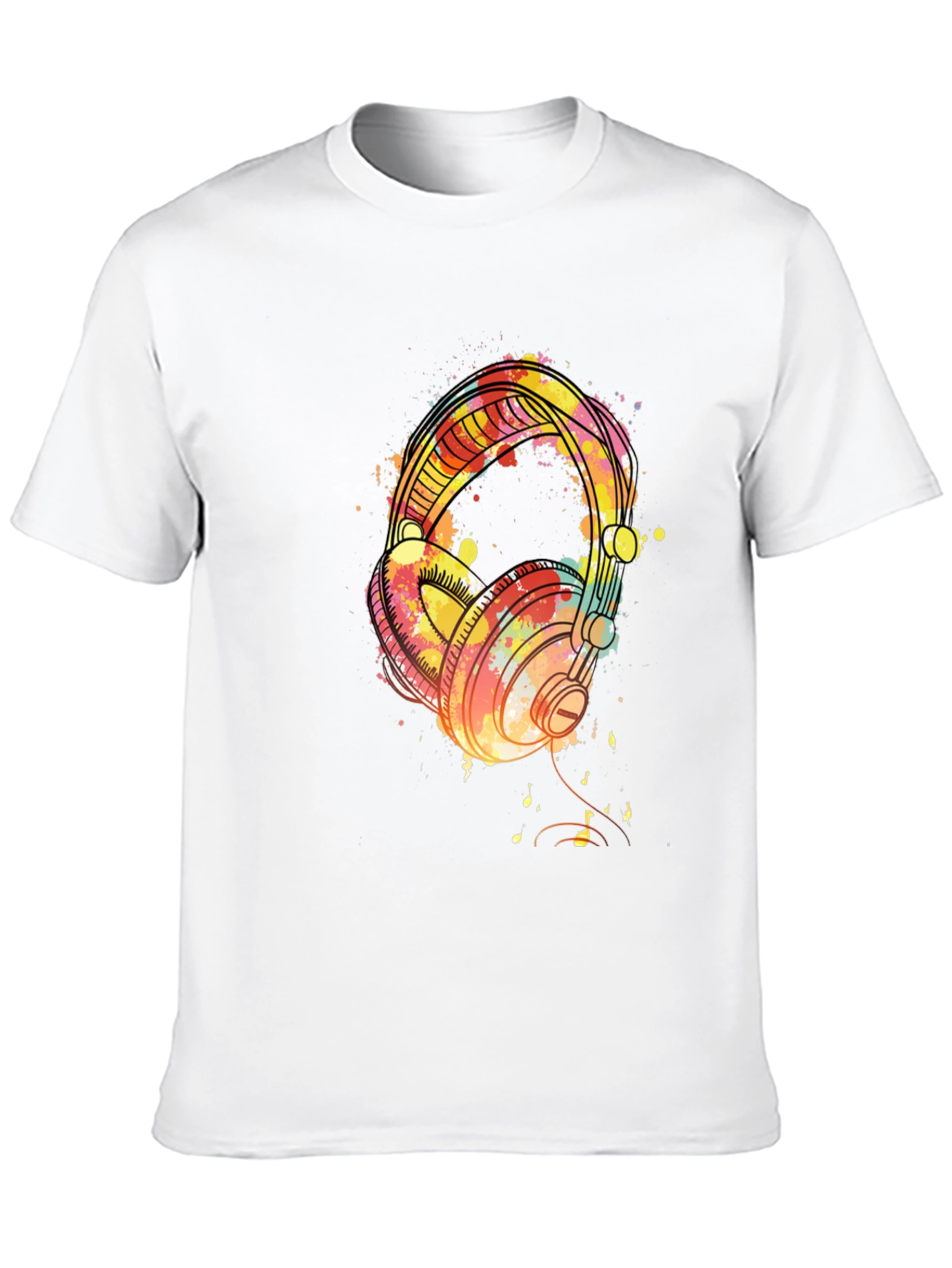 Watercolor Headphones Black T-Shirt