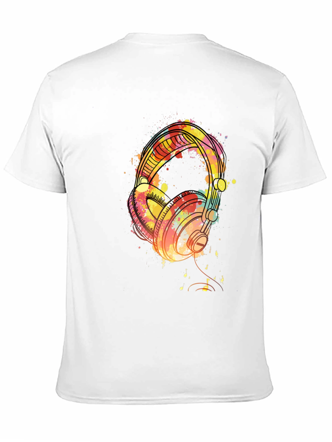 Watercolor Headphones Black T-Shirt