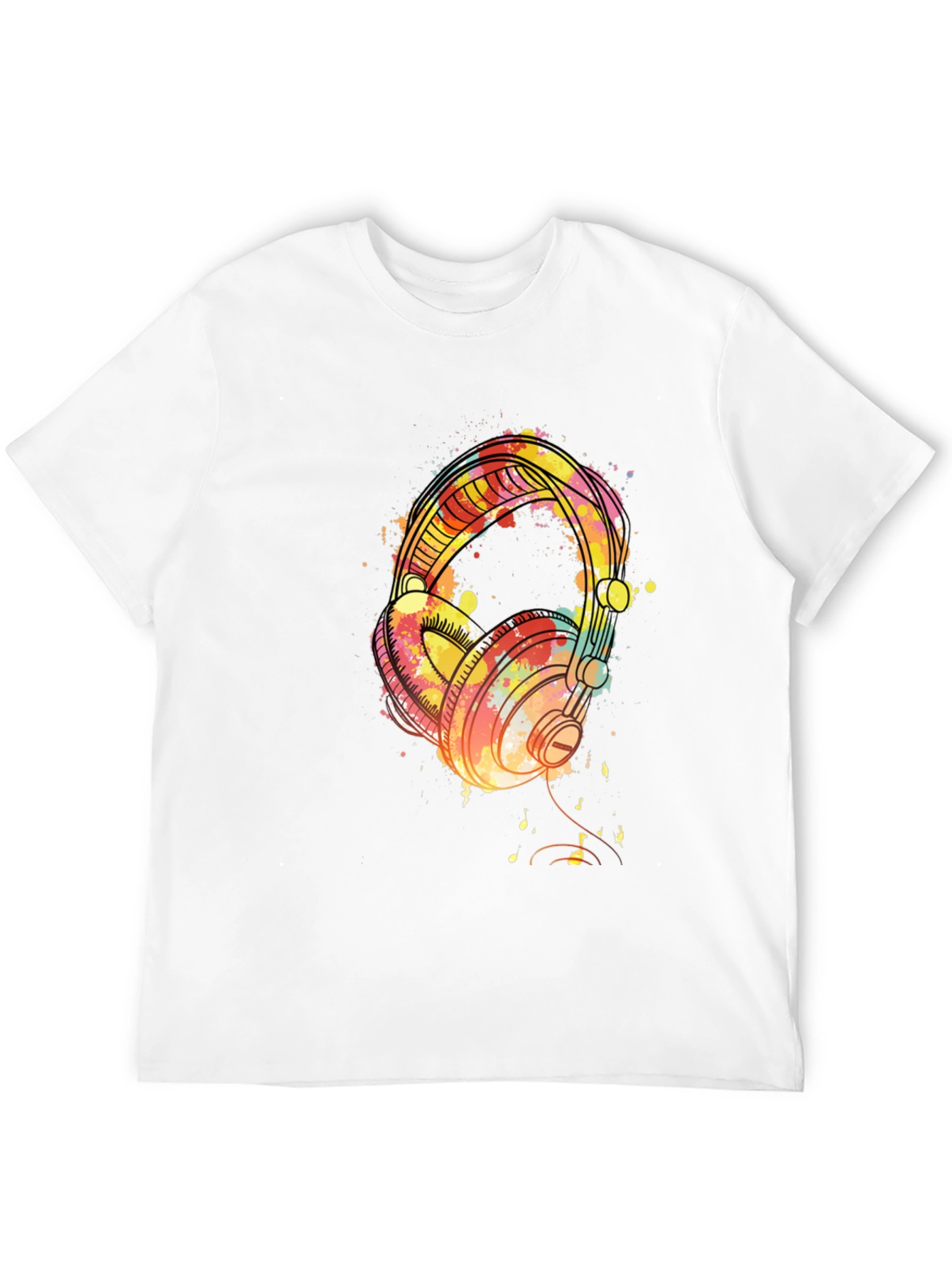 Watercolor Headphones Black T-Shirt