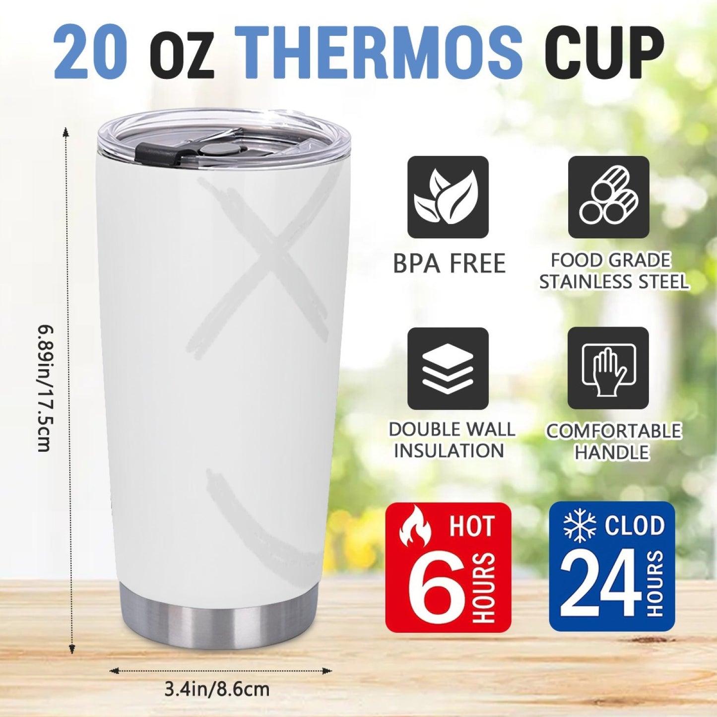 Trendy Graphic Insulated Tumbler - Stainless Steel Leak-Proof Travel Cup