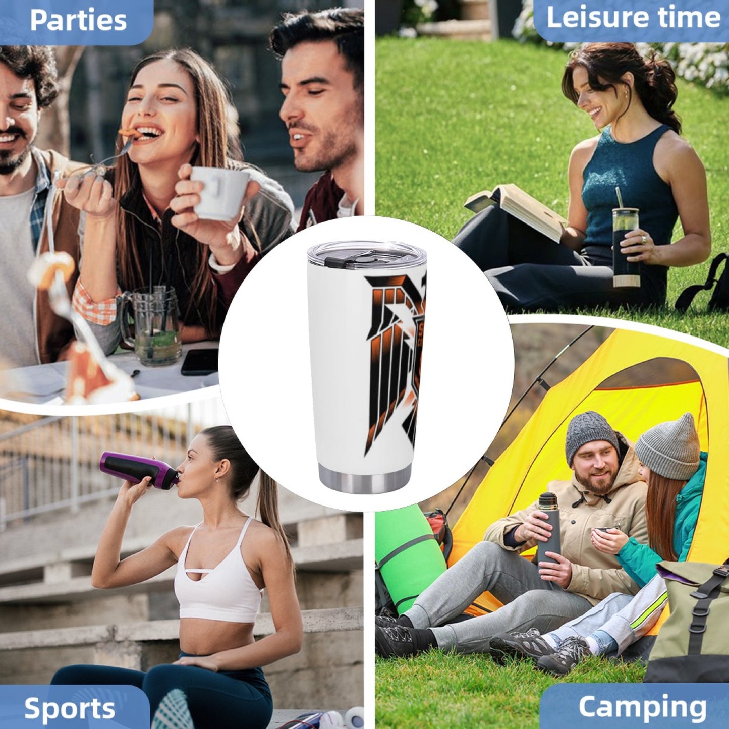 Leak-Proof Insulated Beverage Tumbler - Stainless Steel Graphic Print Cup