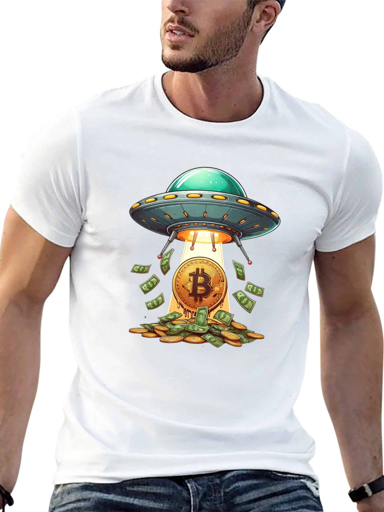UFO Bitcoin T-Shirt - Crypto Space Tee