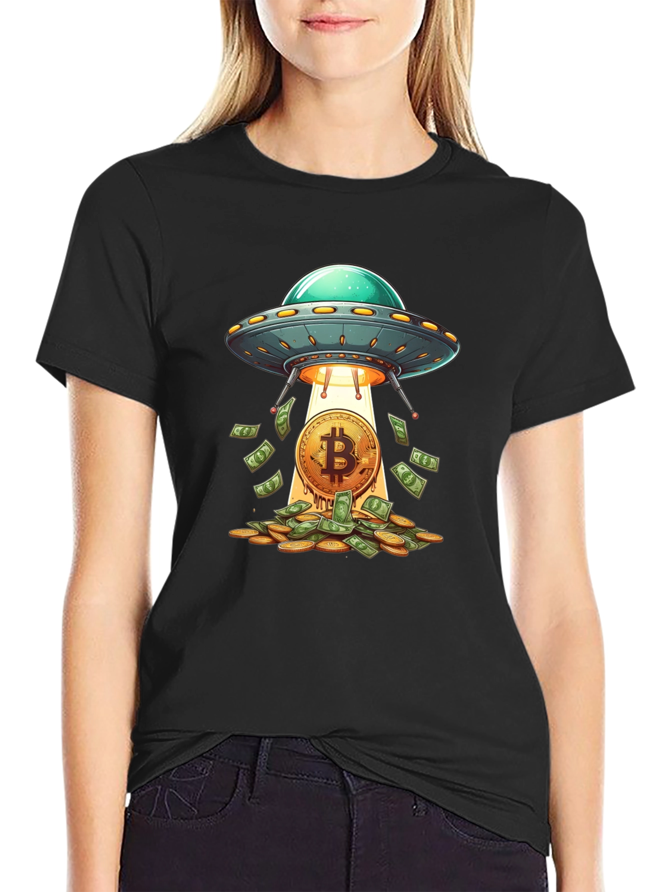 UFO Bitcoin T-Shirt - Crypto Space Tee