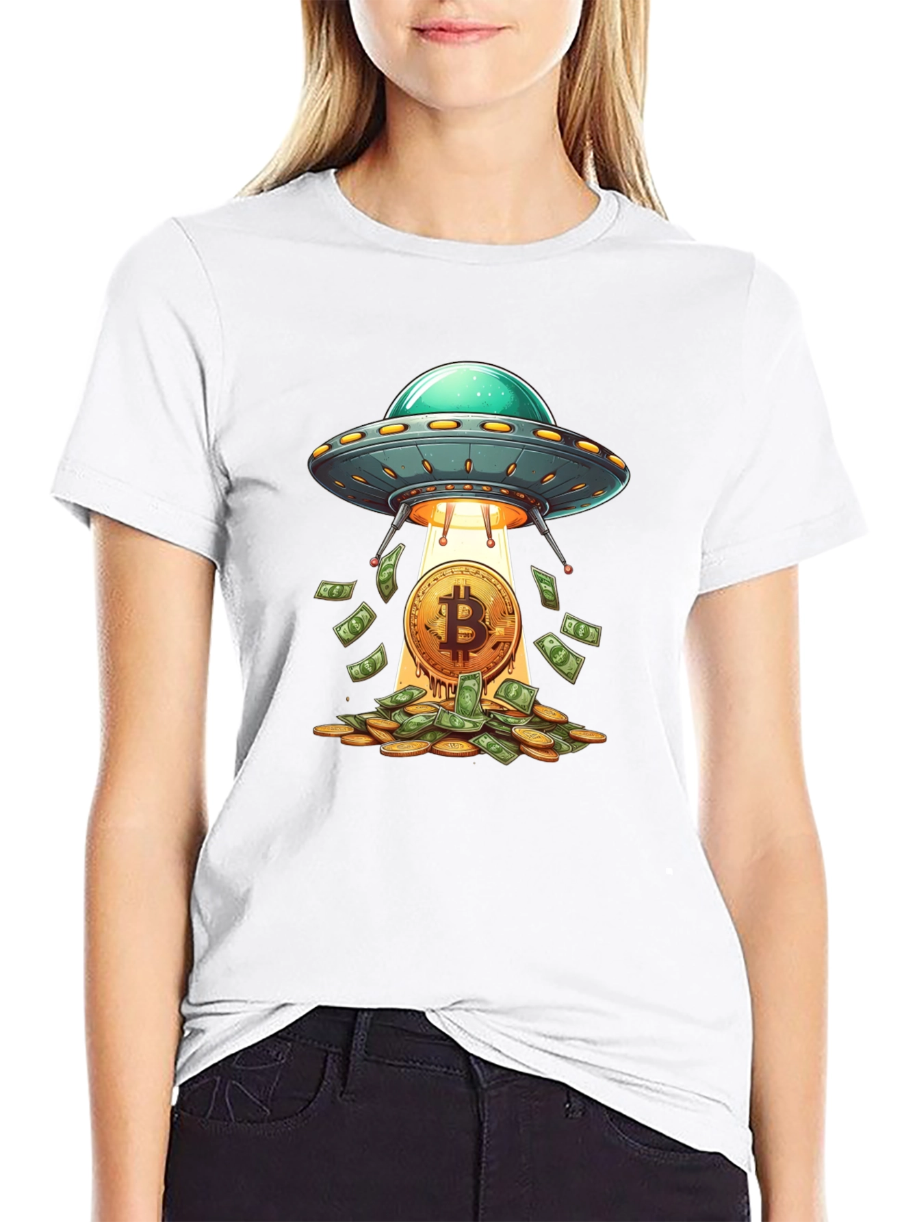 UFO Bitcoin T-Shirt - Crypto Space Tee