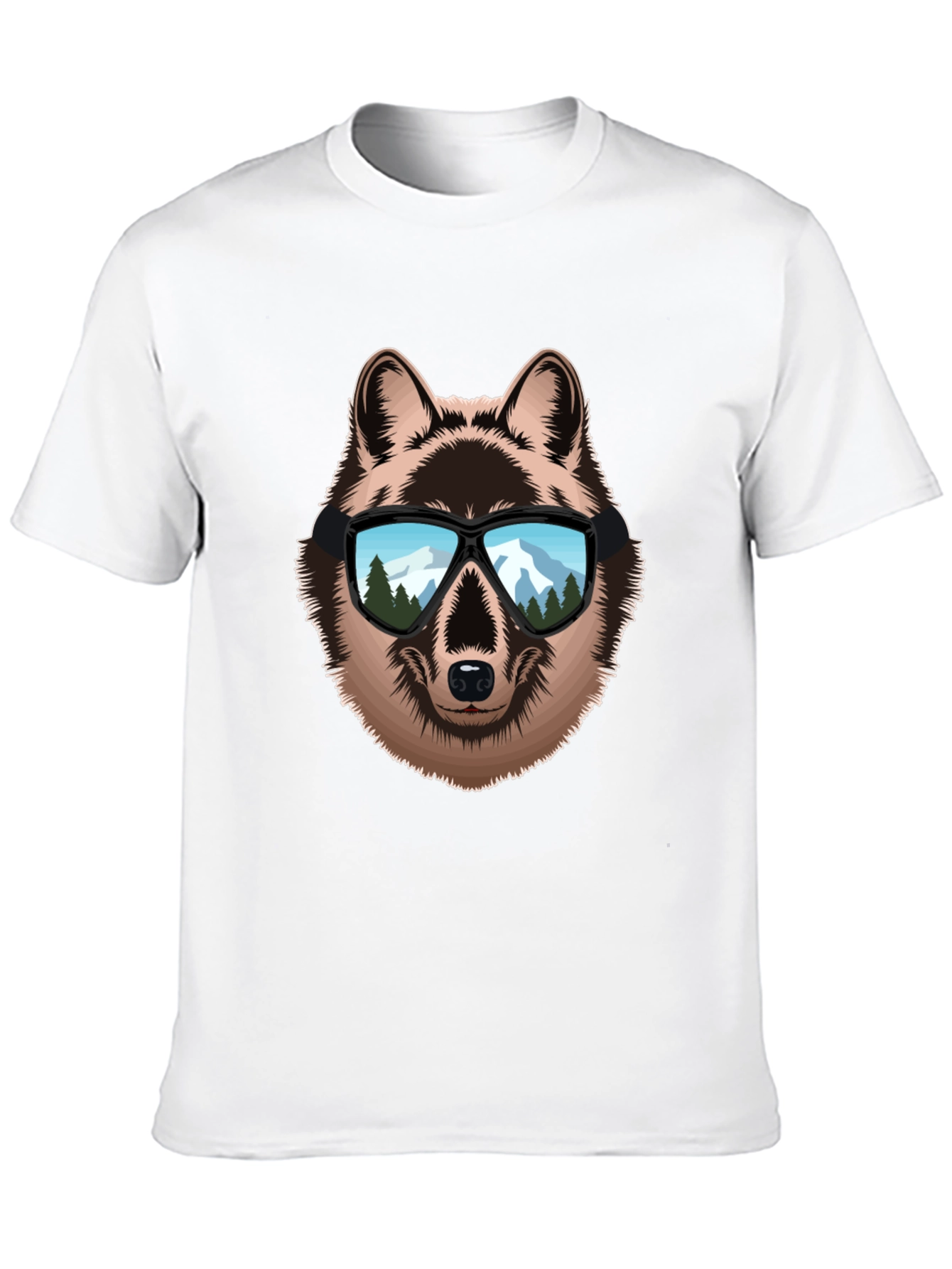 Wolf with Sunglasses Graphic Tee - Cool Animal Design