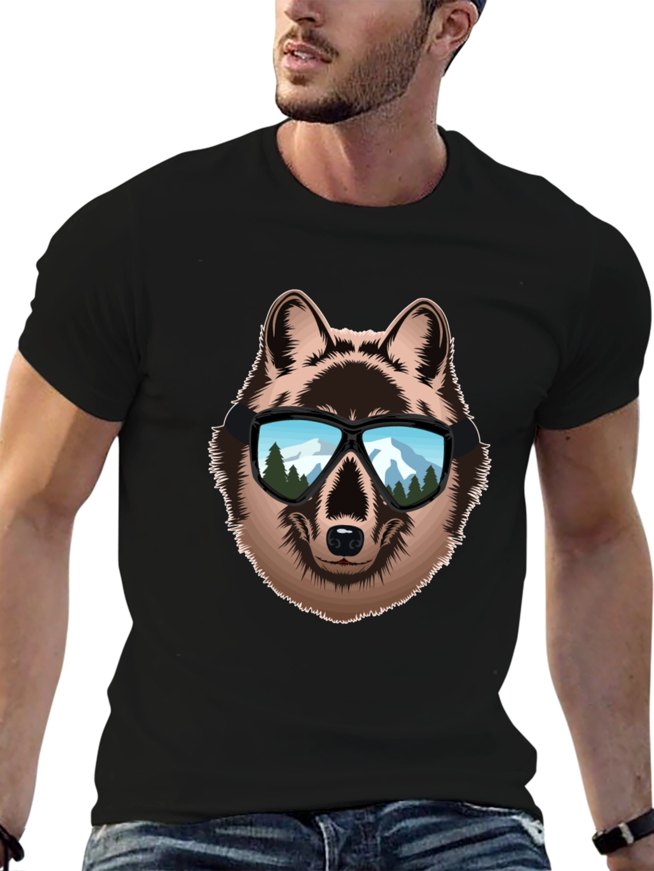 Wolf with Sunglasses Graphic Tee - Cool Animal Design