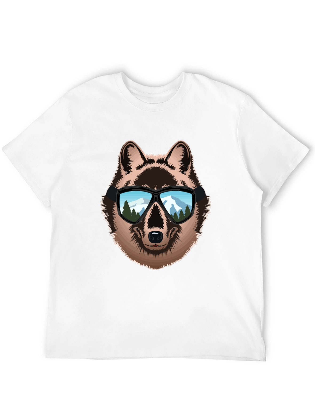 Wolf with Sunglasses Graphic Tee - Cool Animal Design