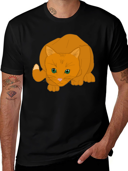 Orange Cat Graphic Tee - Soft Cotton Blend
