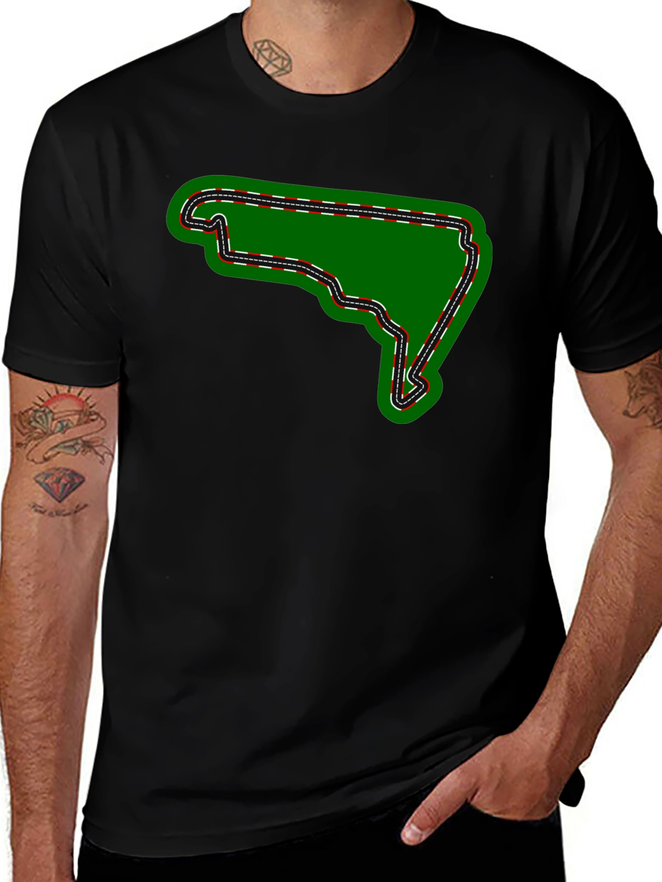 Race Track Graphic Tee - Black Cotton T-Shirt