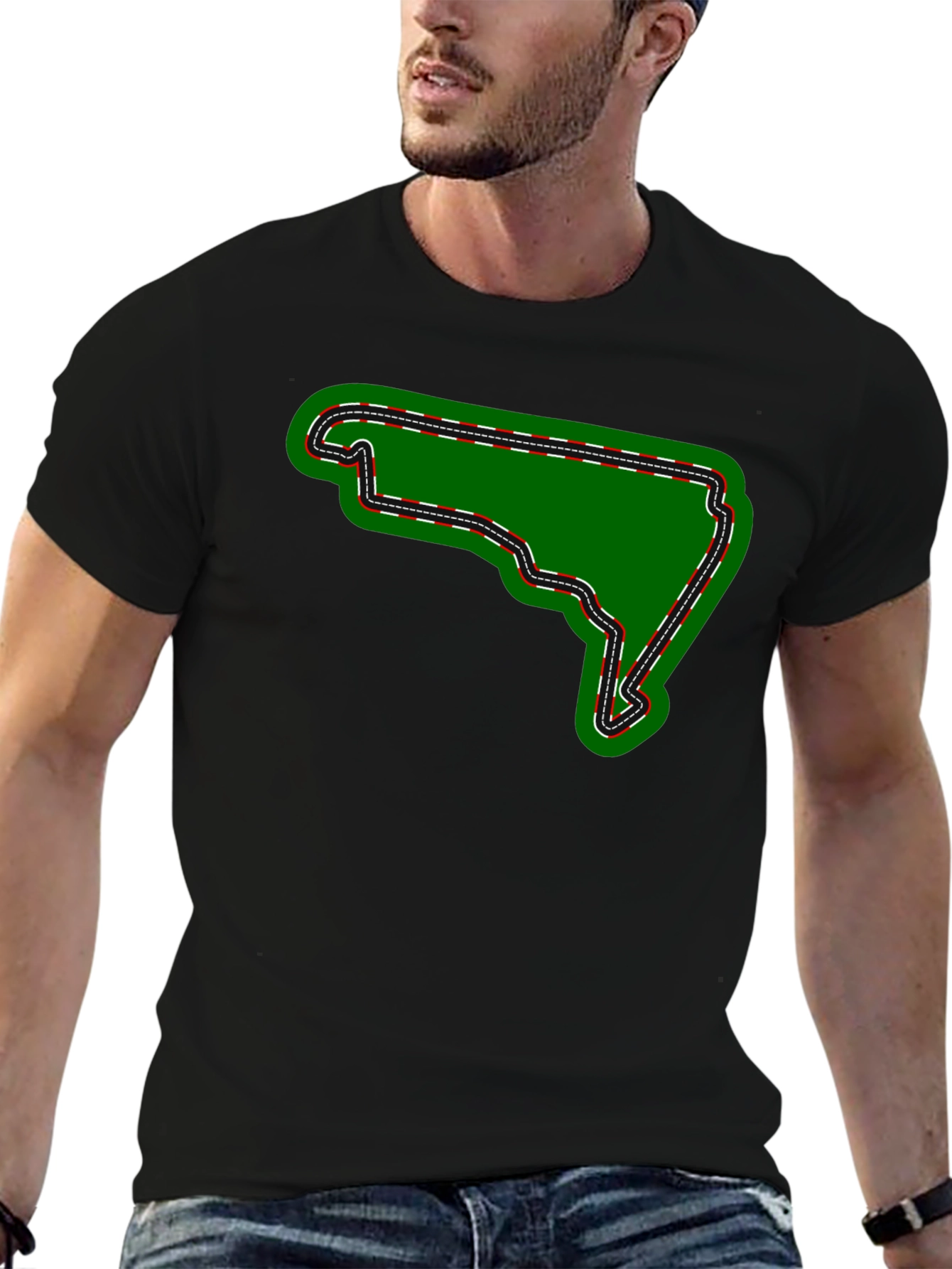 Race Track Graphic Tee - Black Cotton T-Shirt