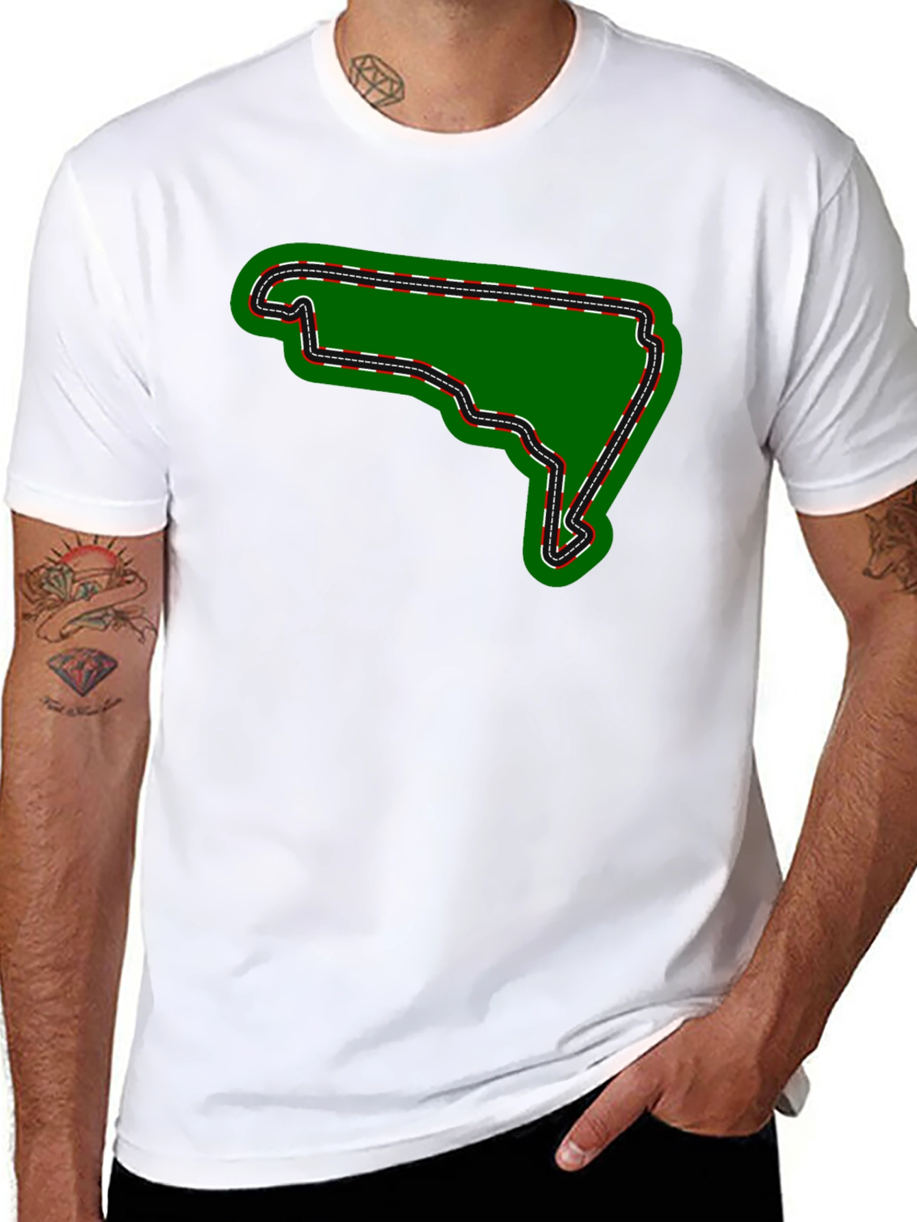 Race Track Graphic Tee - Black Cotton T-Shirt