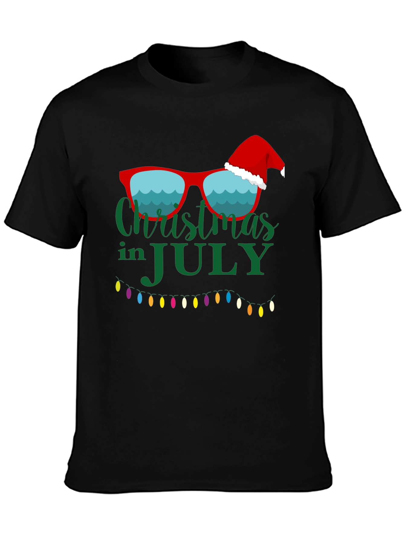 Christmas in July Black Graphic T-Shirt