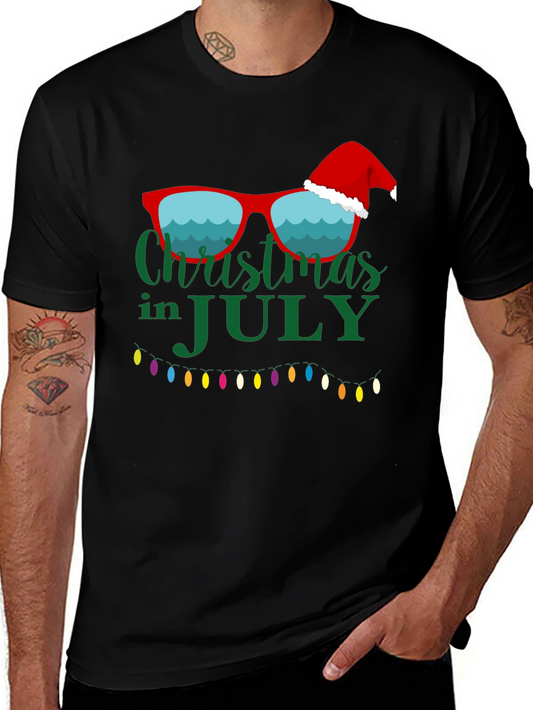 Christmas in July Black Graphic T-Shirt