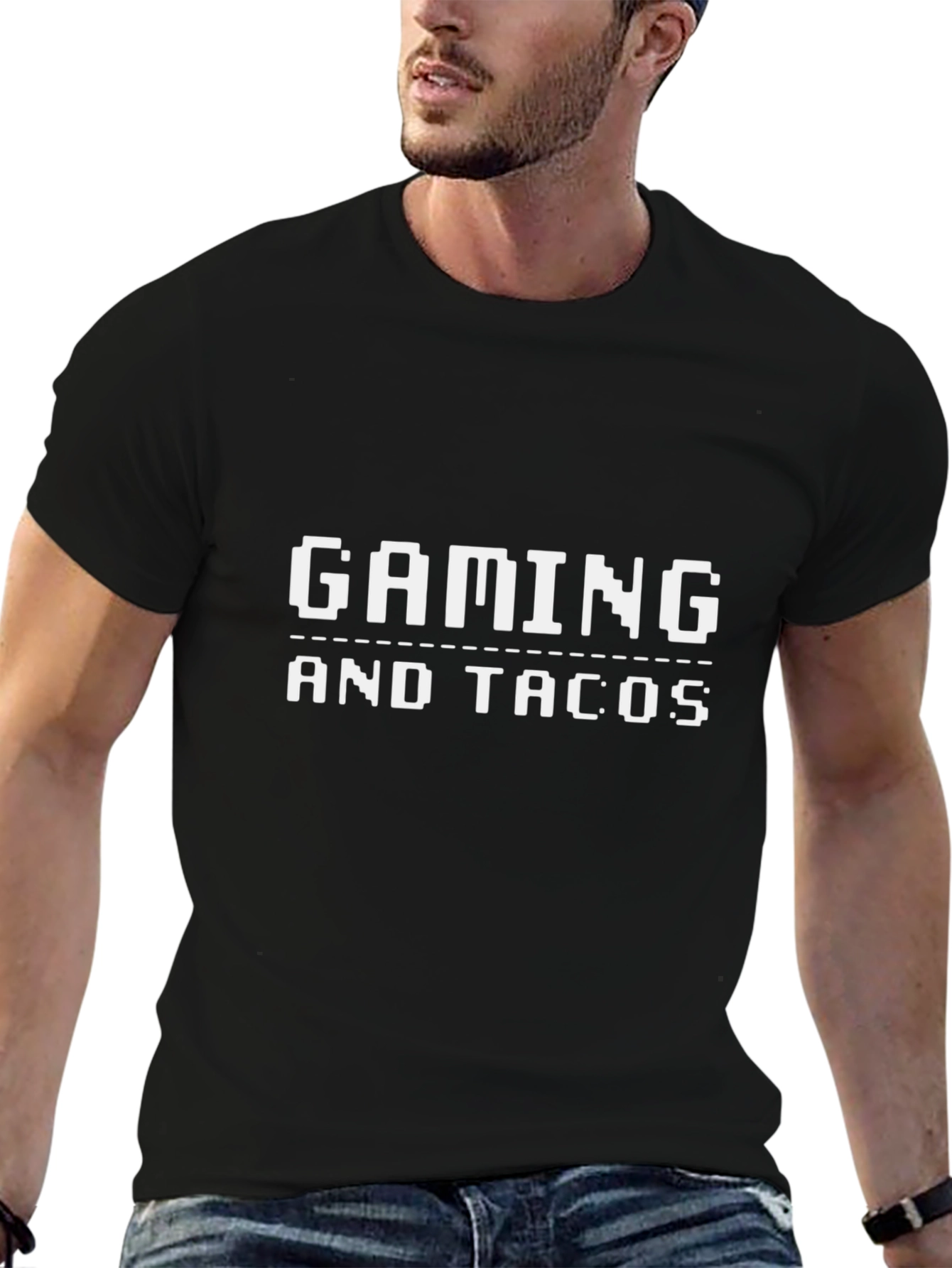 Gaming and Tacos Black Graphic Tee