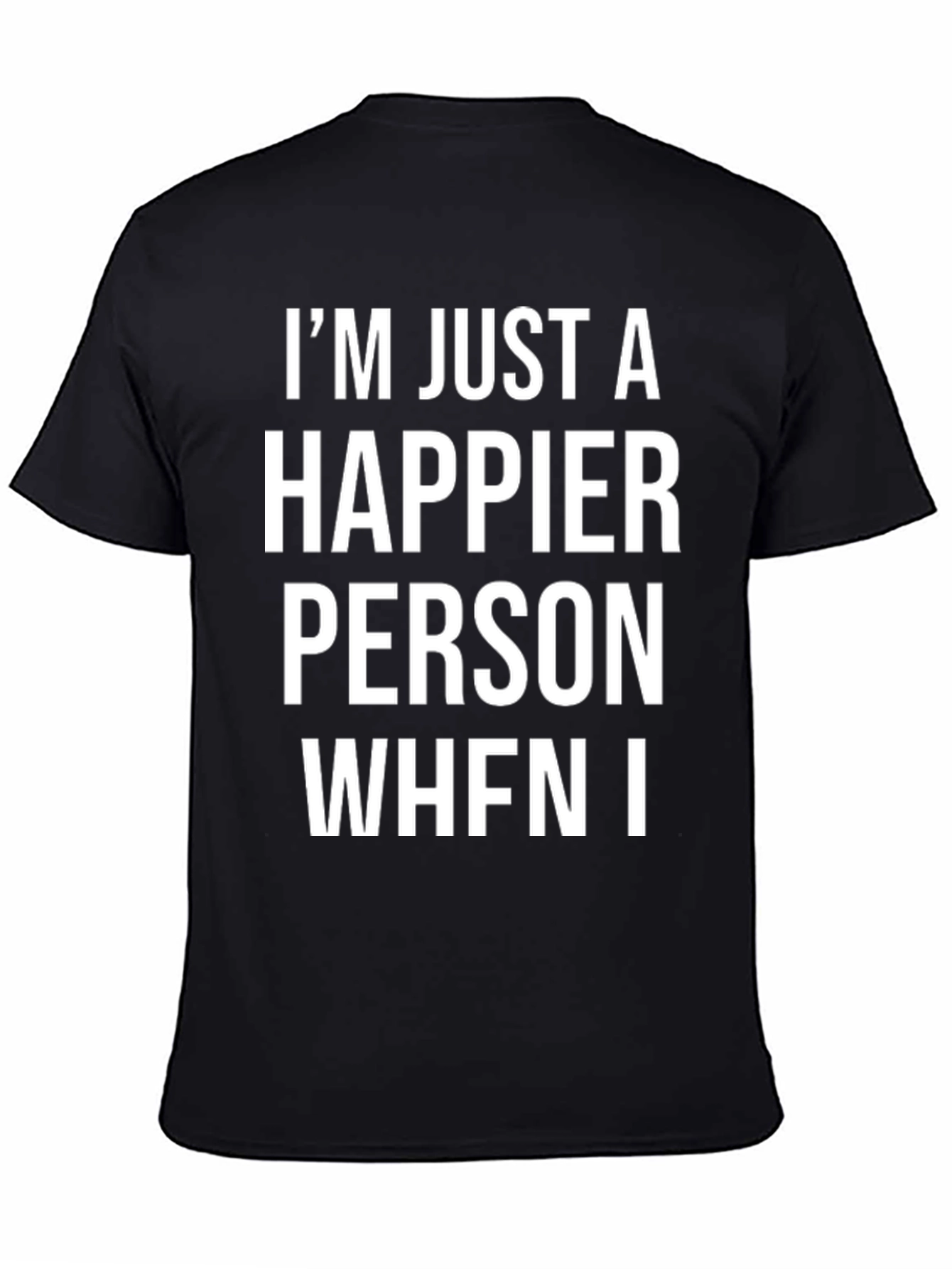 Happier Person Graphic Tee - Black Cotton T-Shirt