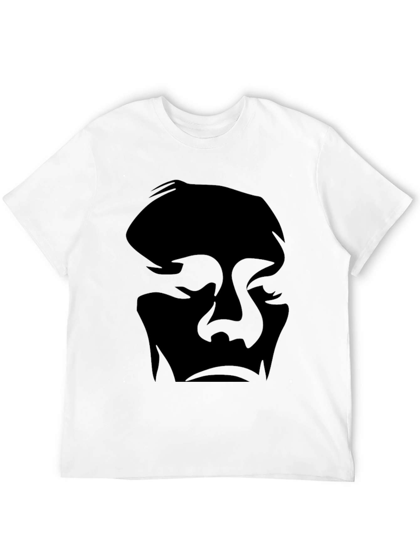 Abstract Face Graphic Tee - Black Cotton Casual Shirt