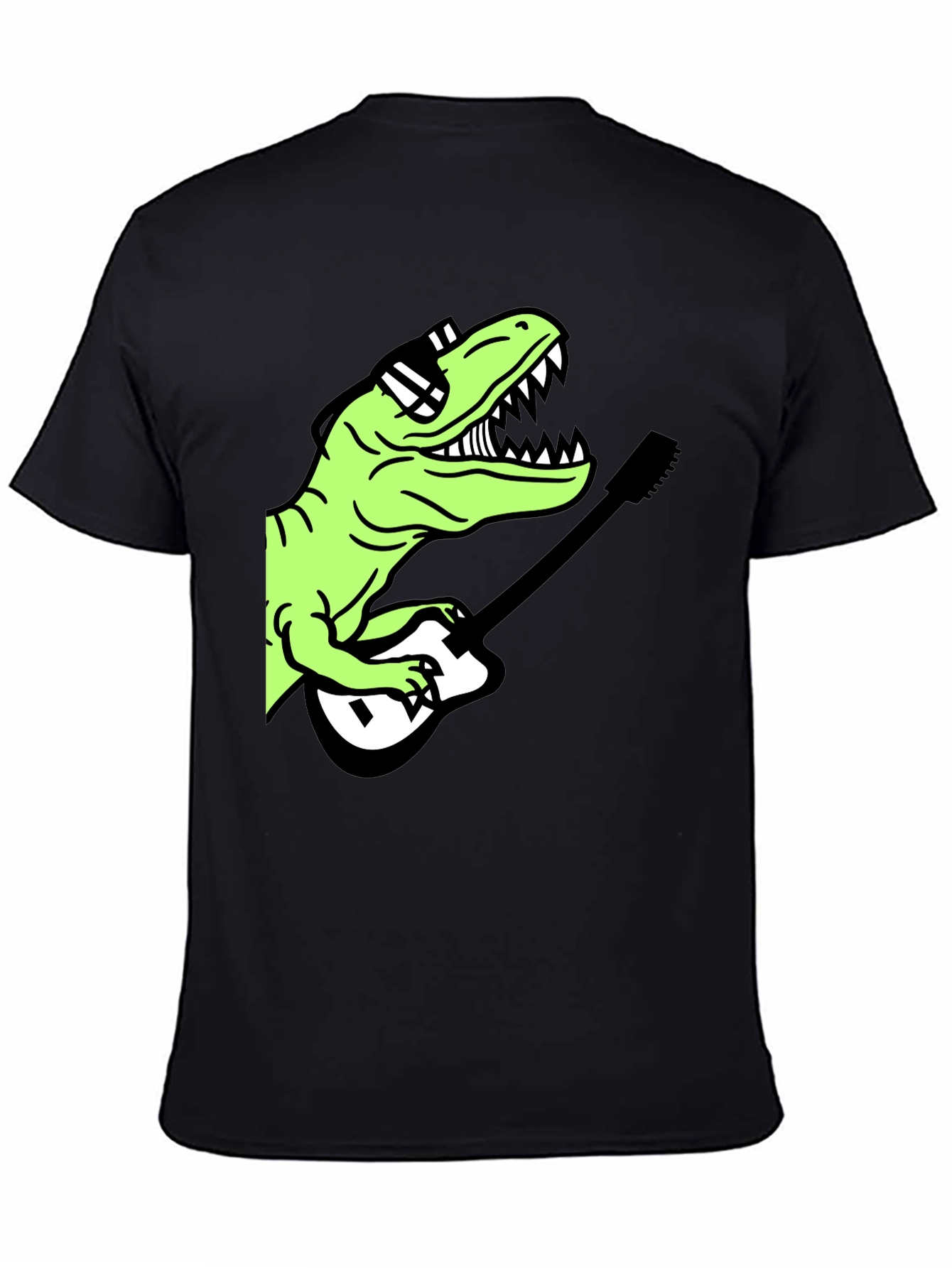Cool Dinosaur Guitar Player Graphic T-Shirt