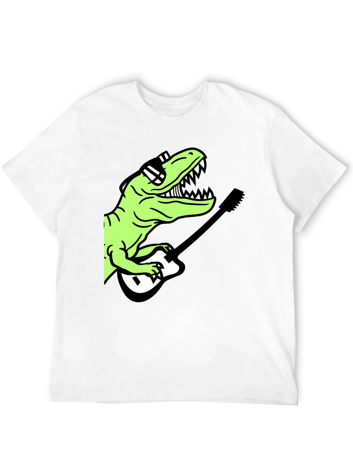 Cool Dinosaur Guitar Player Graphic T-Shirt