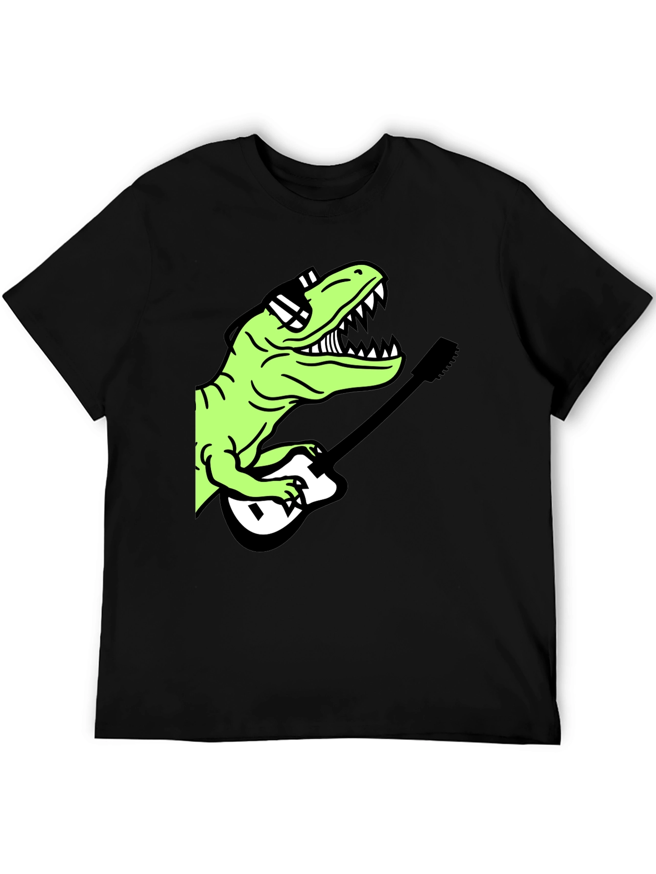 Cool Dinosaur Guitar Player Graphic T-Shirt