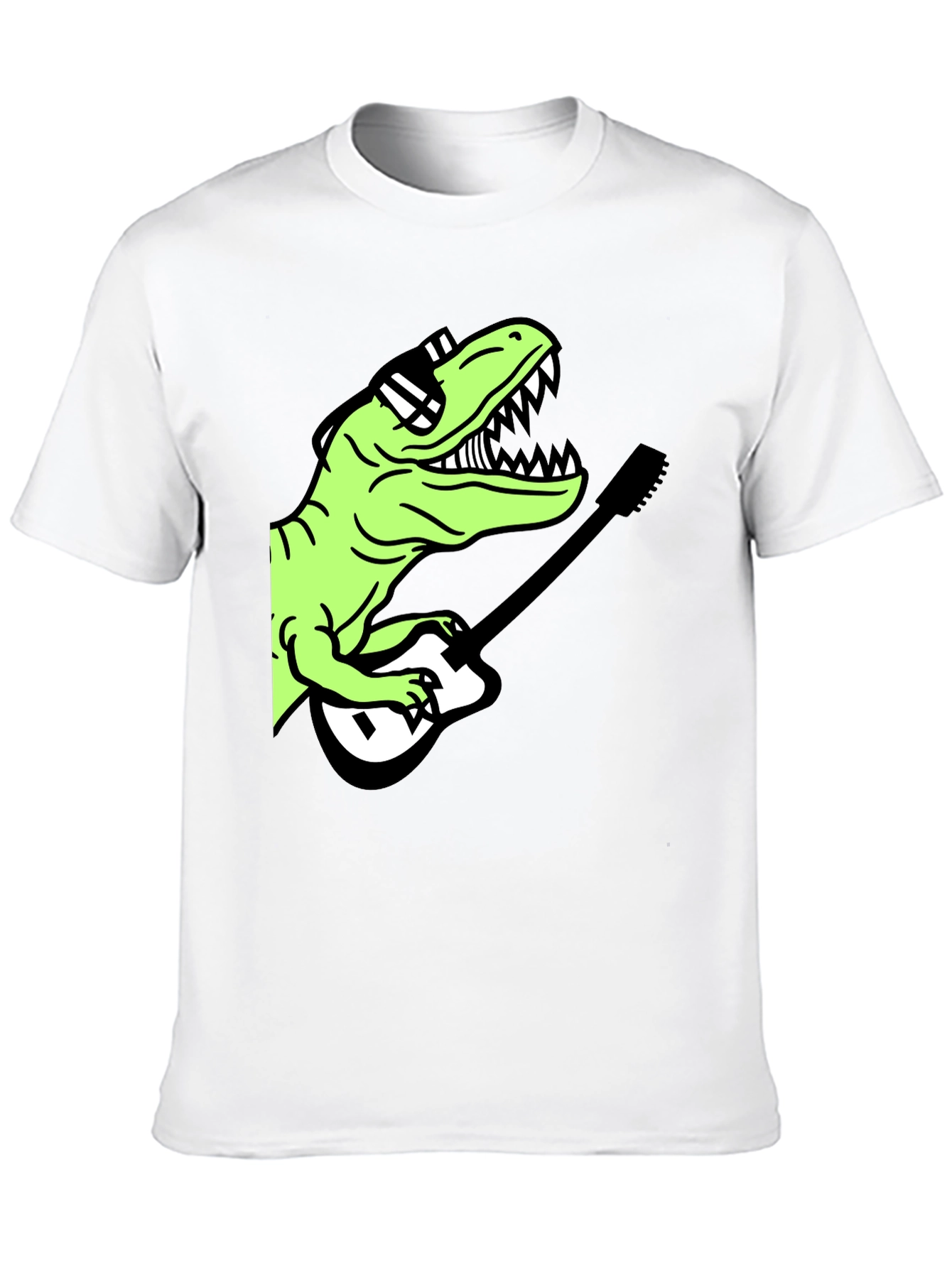 Cool Dinosaur Guitar Player Graphic T-Shirt