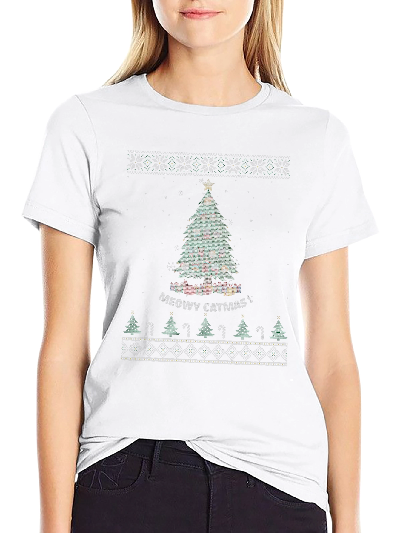 Meowy Catmas Ugly Christmas T-Shirt