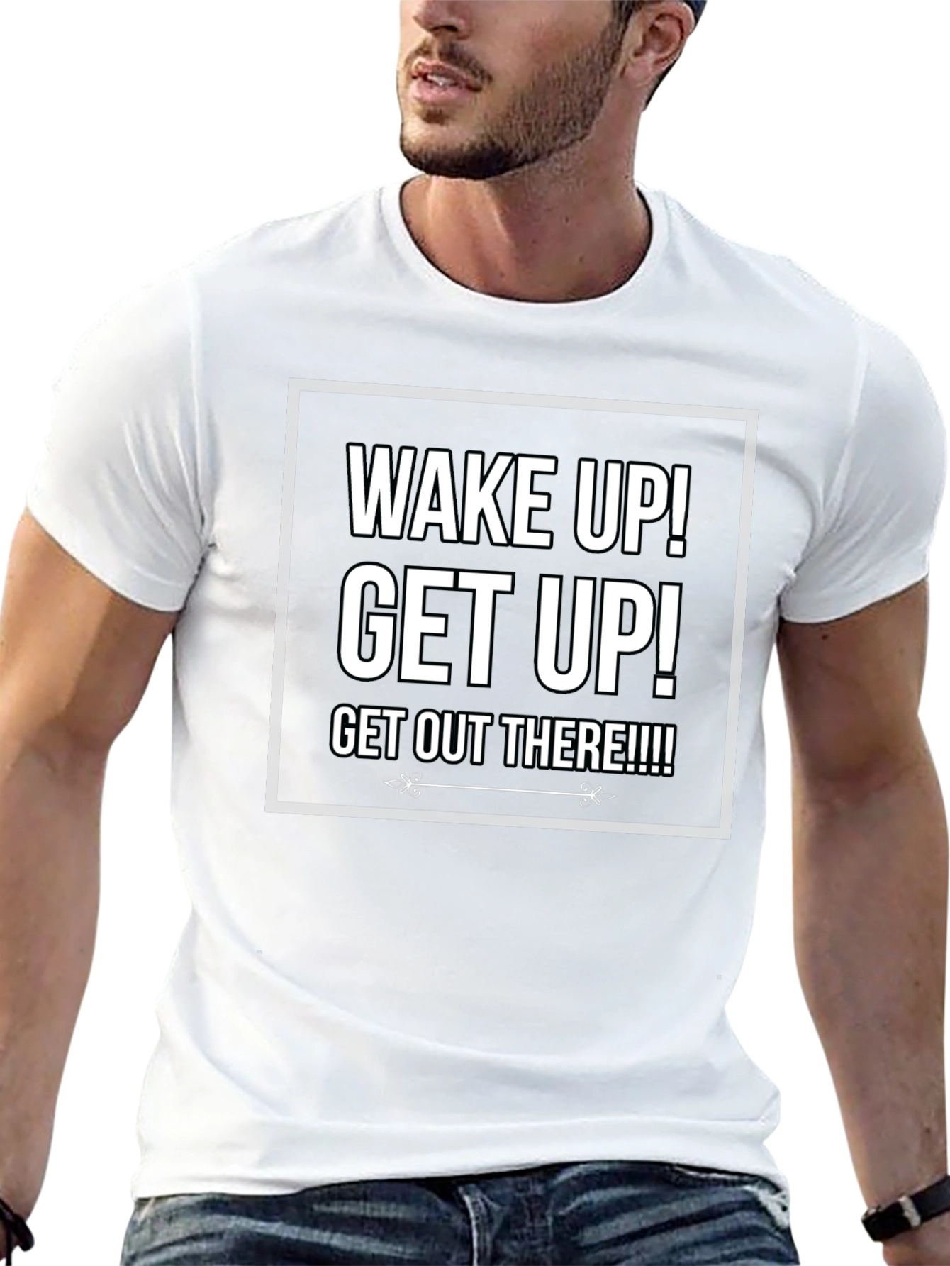 Wake Up! Graphic Print Crew Neck T-Shirt