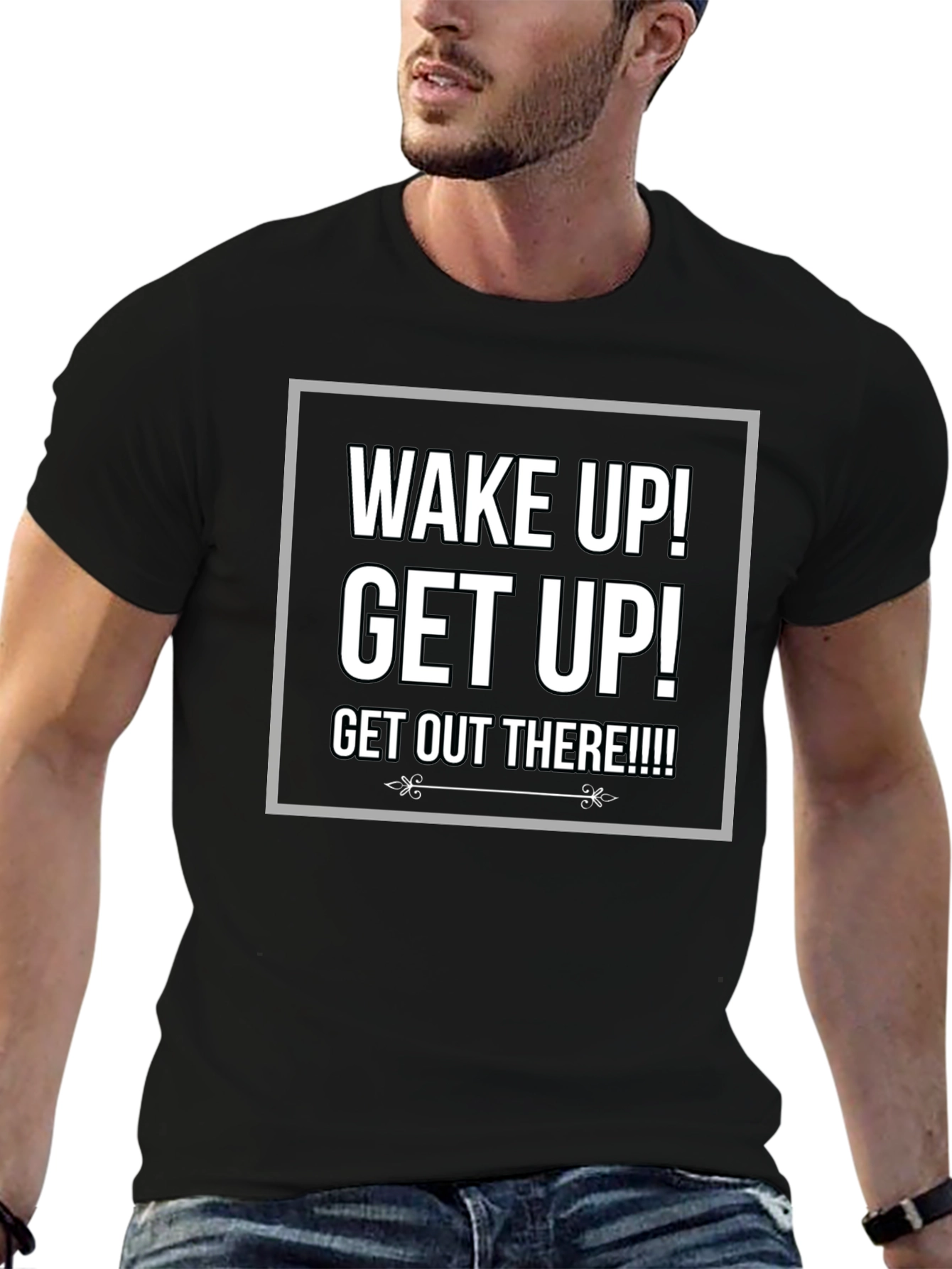 Wake Up! Graphic Print Crew Neck T-Shirt