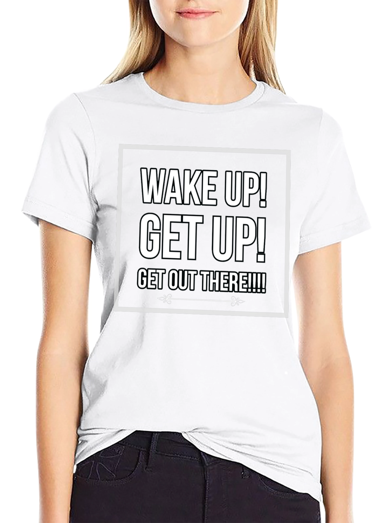 Wake Up! Graphic Print Crew Neck T-Shirt