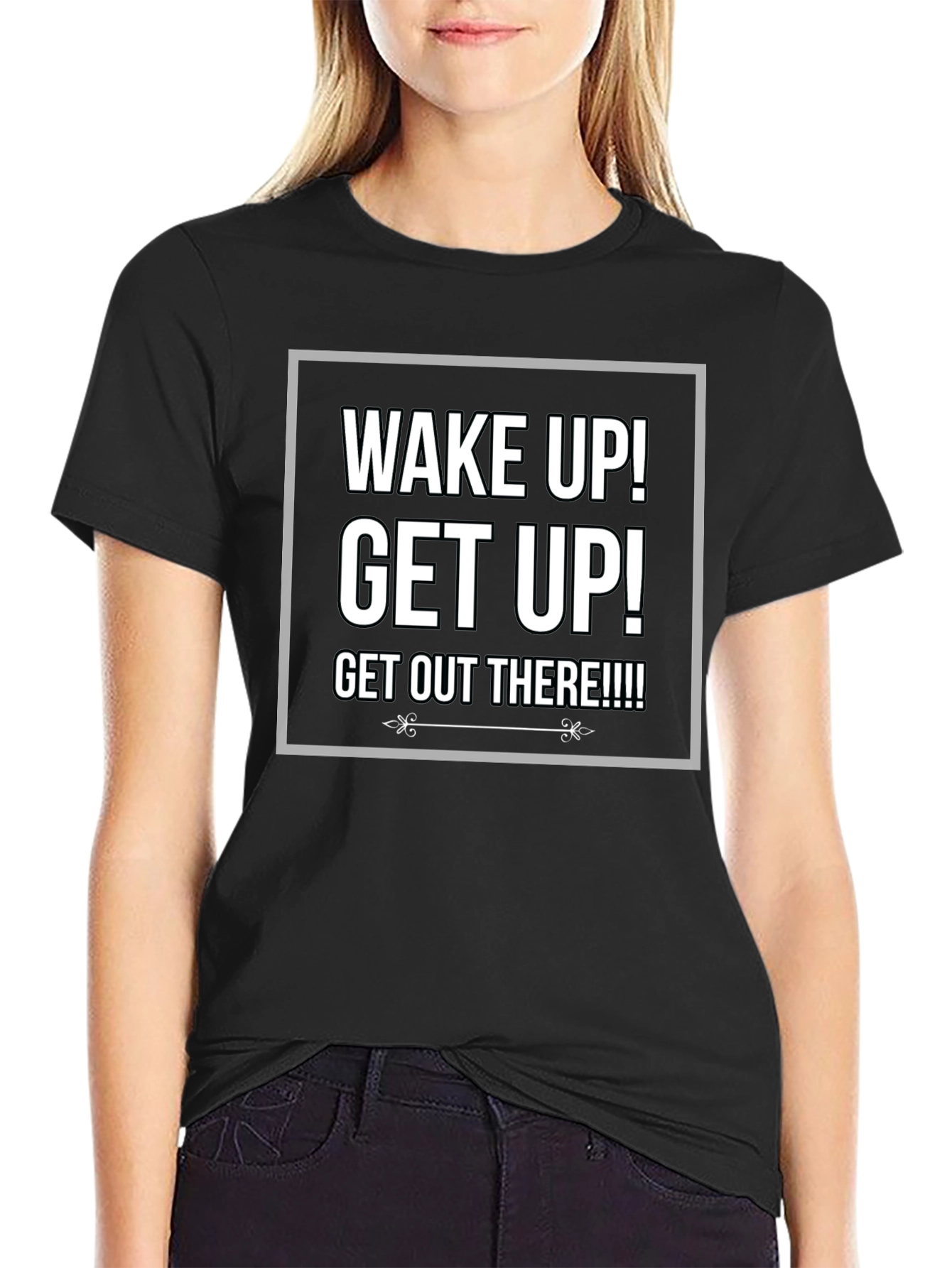 Wake Up! Graphic Print Crew Neck T-Shirt