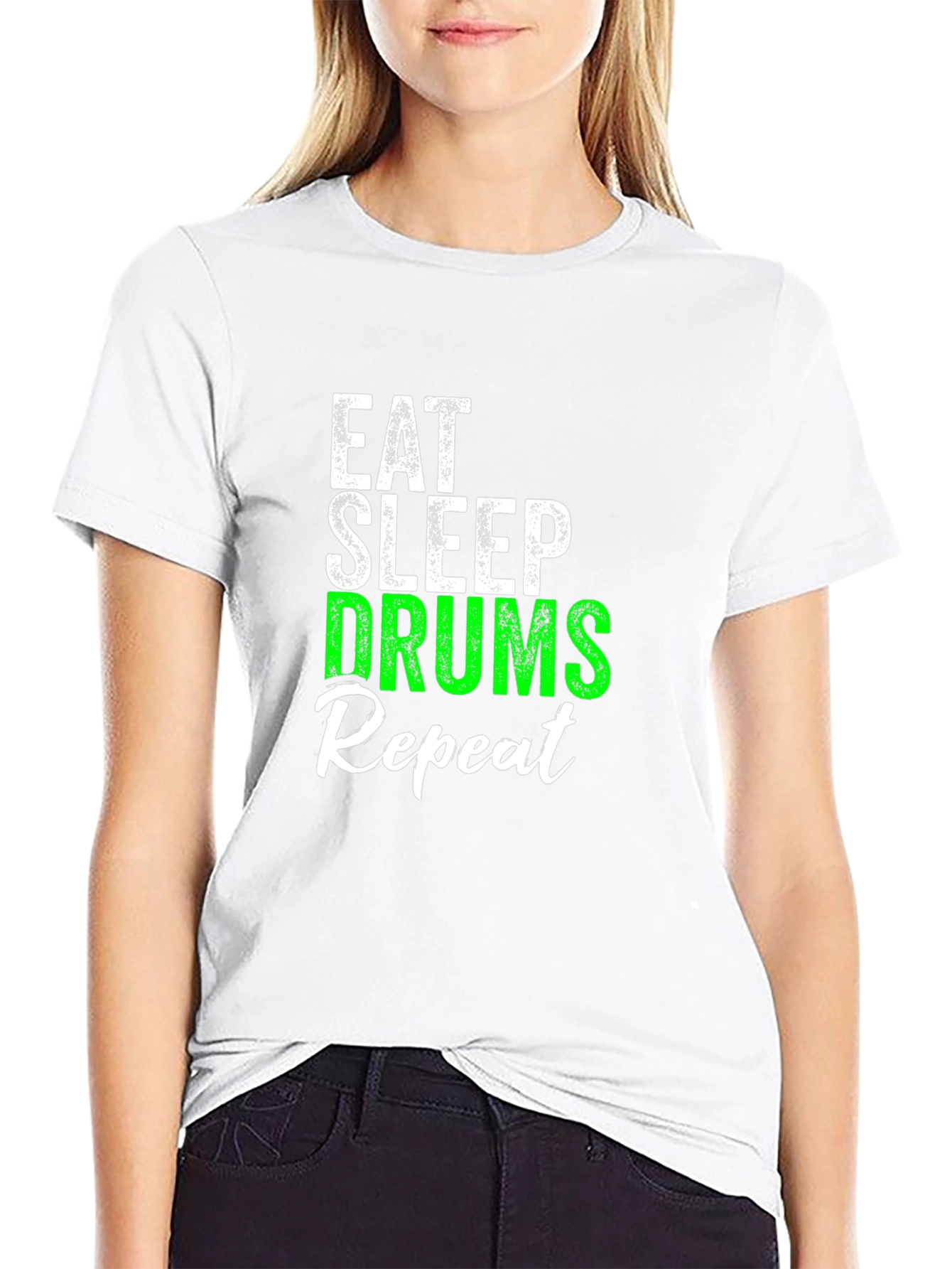 Eat Sleep Drums Repeat Black T-Shirt