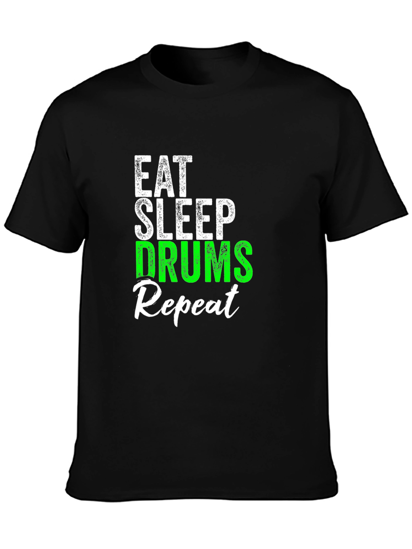 Eat Sleep Drums Repeat Black T-Shirt