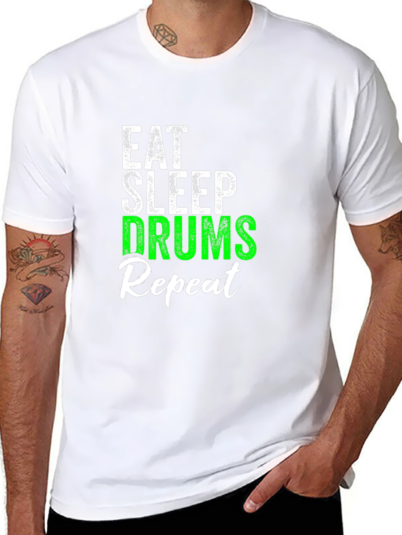 Eat Sleep Drums Repeat Black T-Shirt