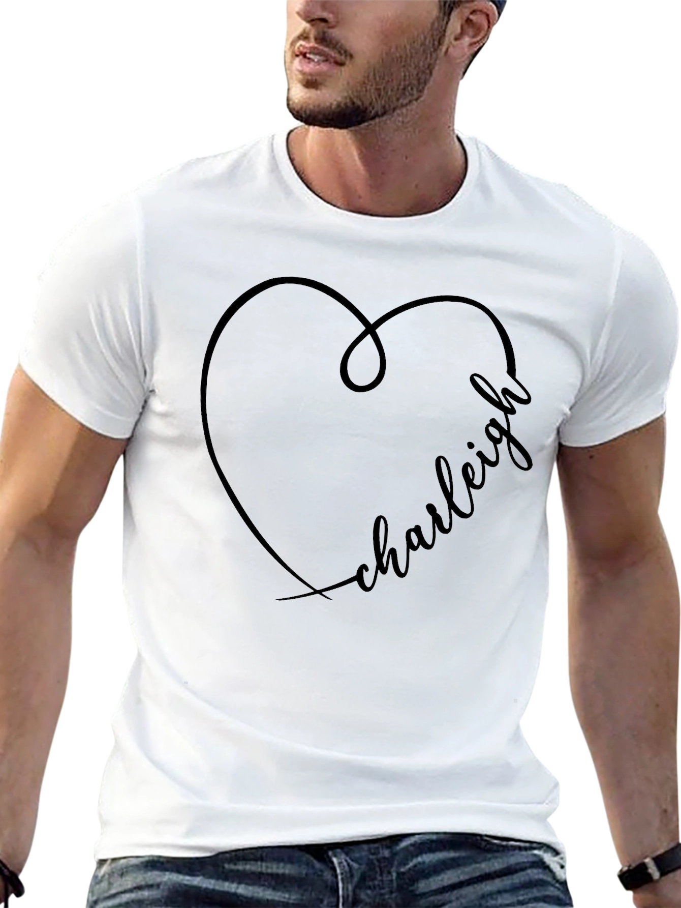 Charleigh Heart Graphic Tee - Stylish Black T-Shirt