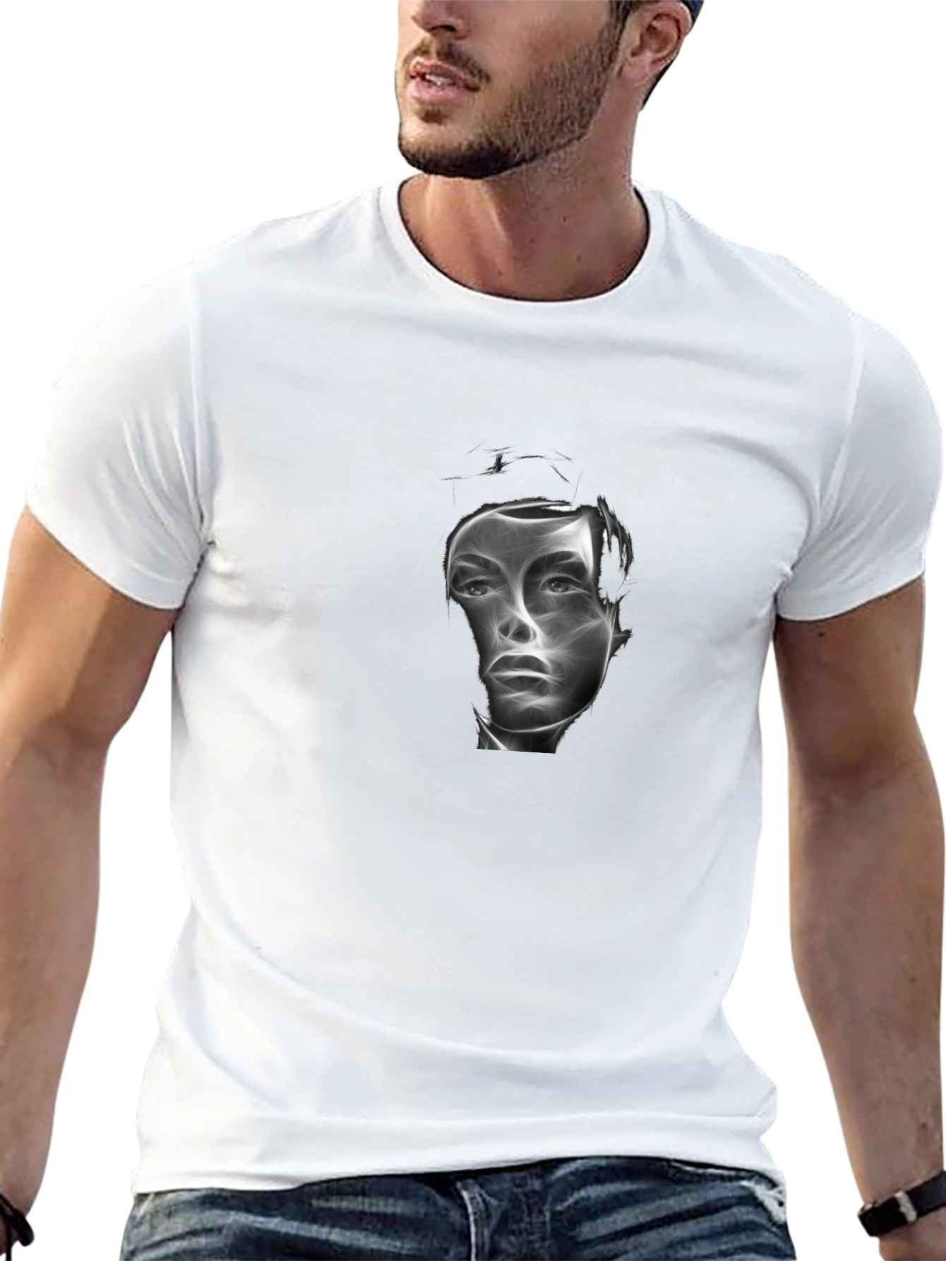 Abstract Face Graphic Black T-Shirt