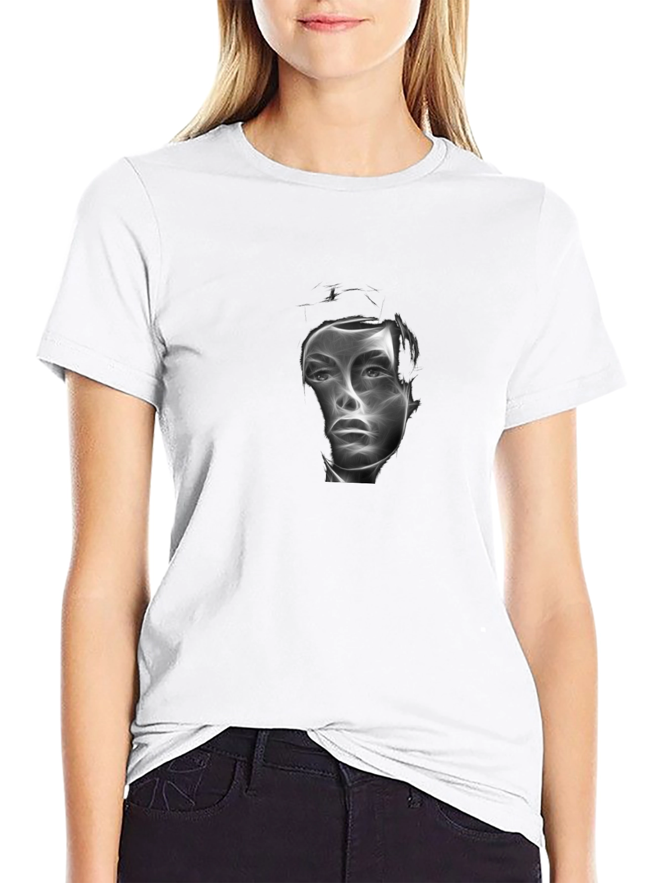 Abstract Face Graphic Black T-Shirt