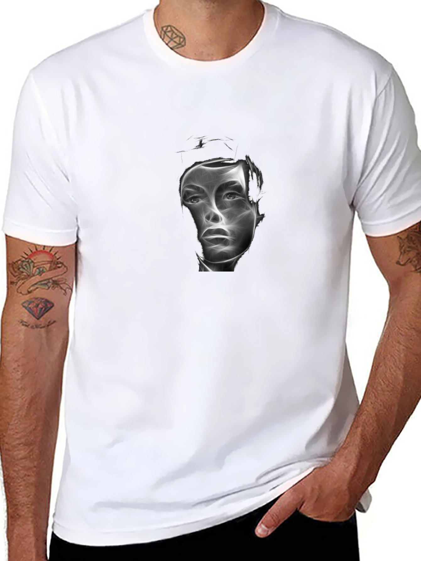Abstract Face Graphic Black T-Shirt