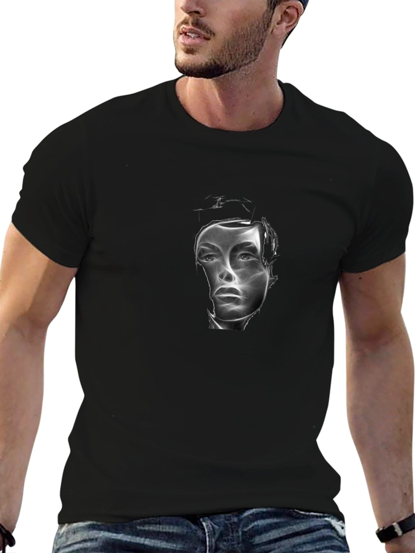 Abstract Face Graphic Black T-Shirt