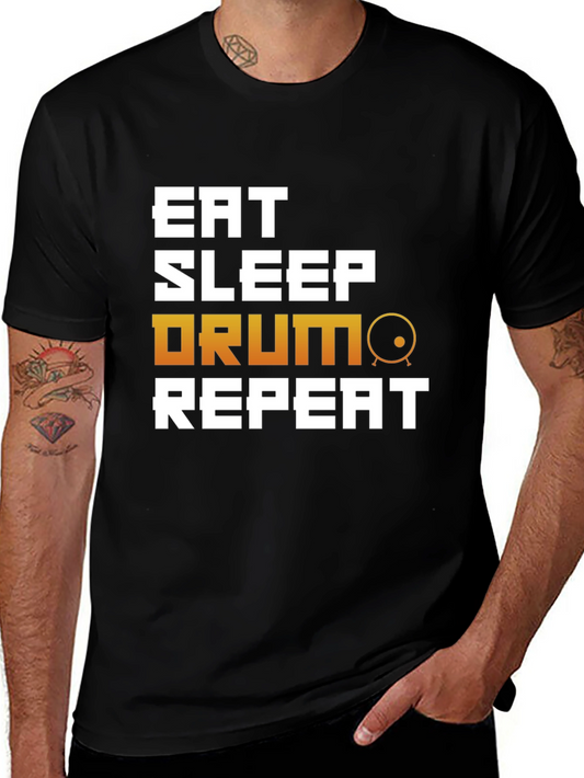 Eat Sleep Drum Repeat - Black T-Shirt