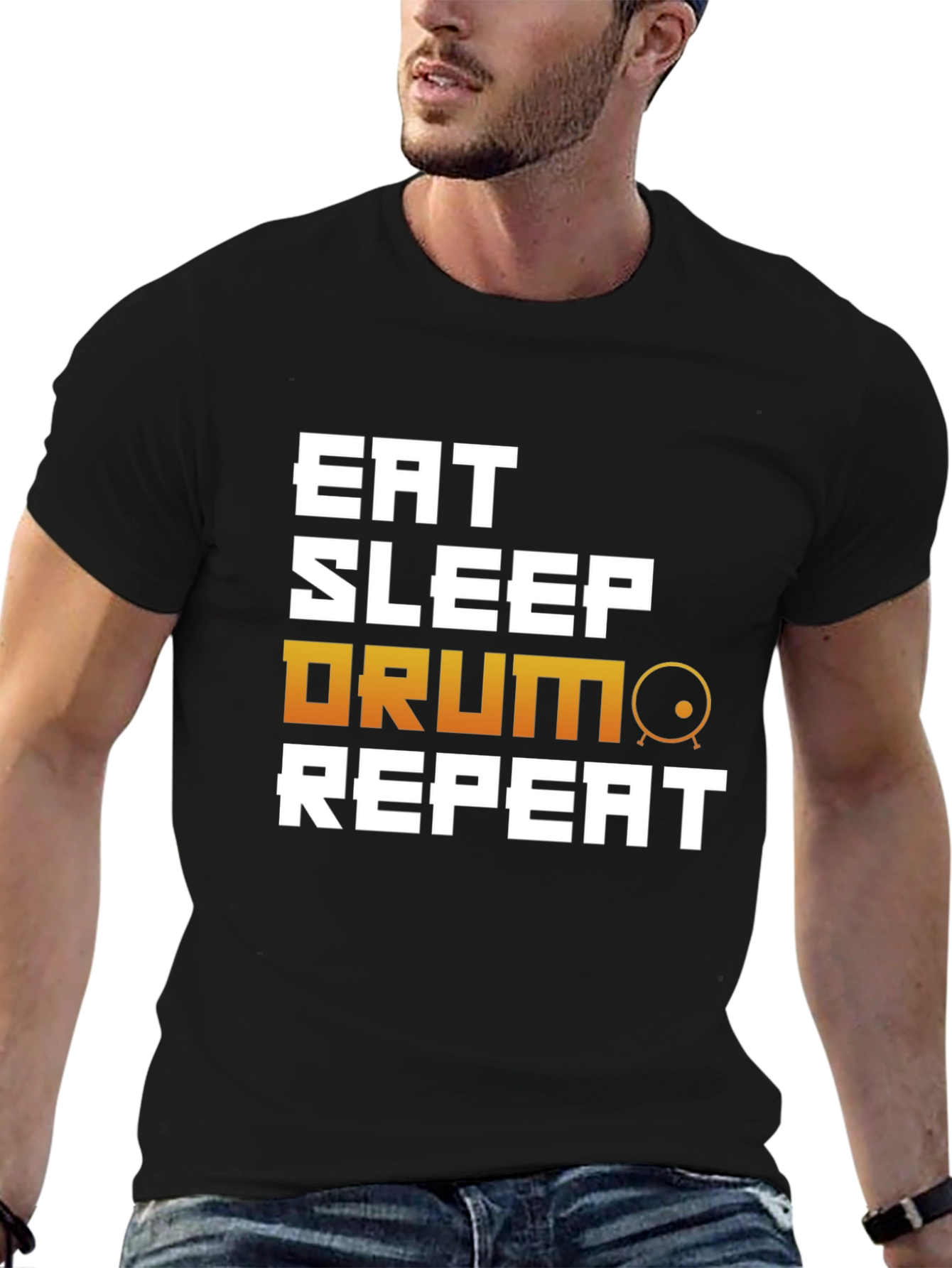 Eat Sleep Drum Repeat - Black T-Shirt