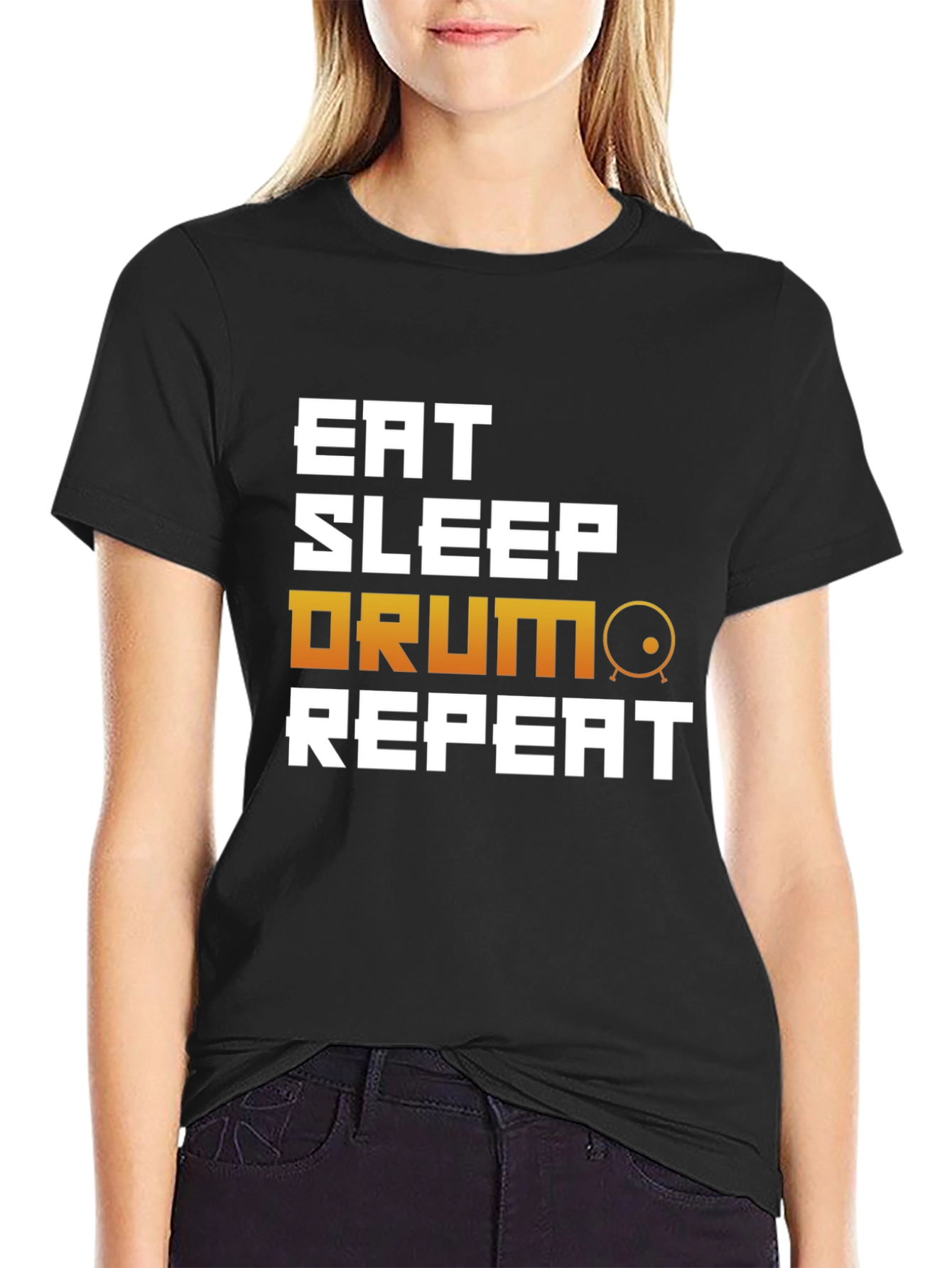 Eat Sleep Drum Repeat - Black T-Shirt