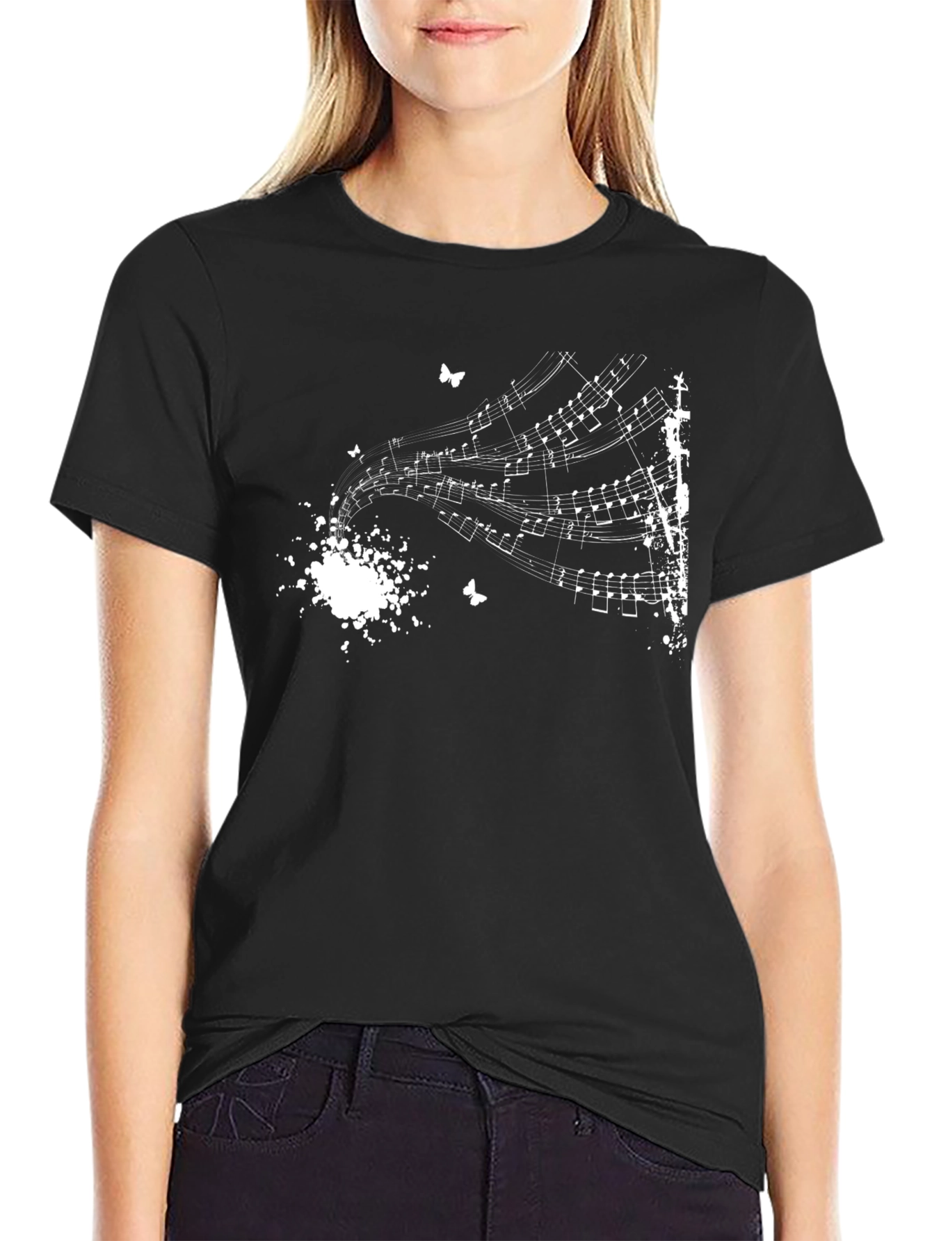 Musical Notes Black T-Shirt