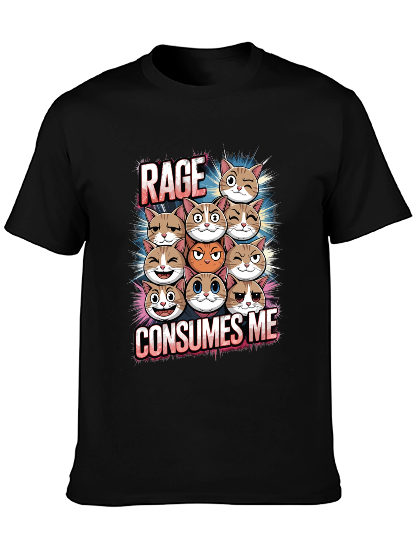 Rage Consumes Me Cats Graphic T-Shirt