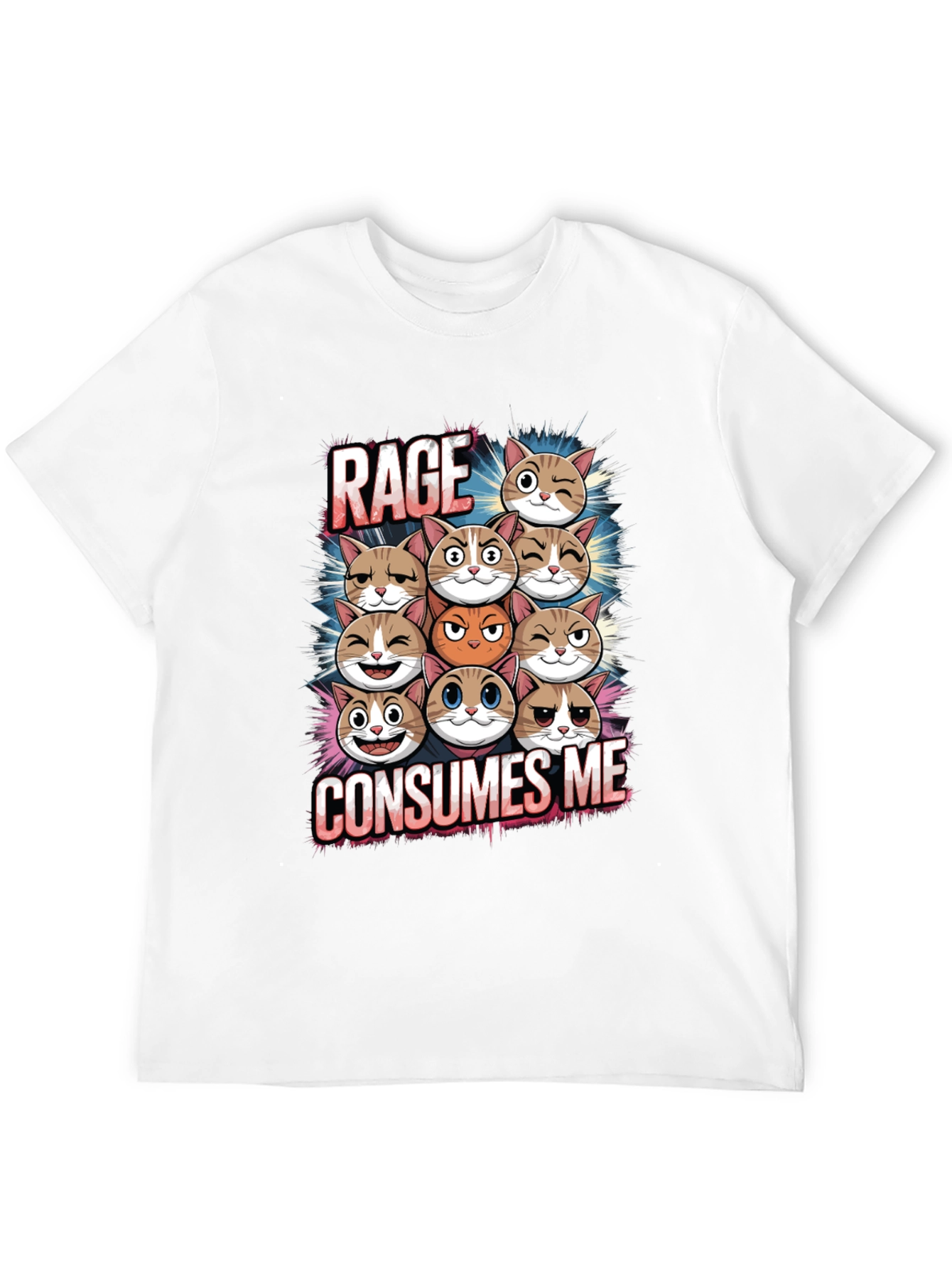 Rage Consumes Me Cats Graphic T-Shirt